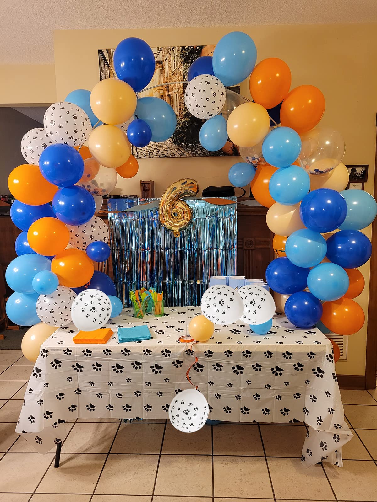 115 Pack Blue & Orange Dog Theme Party Balloons Garland Decorations - 18