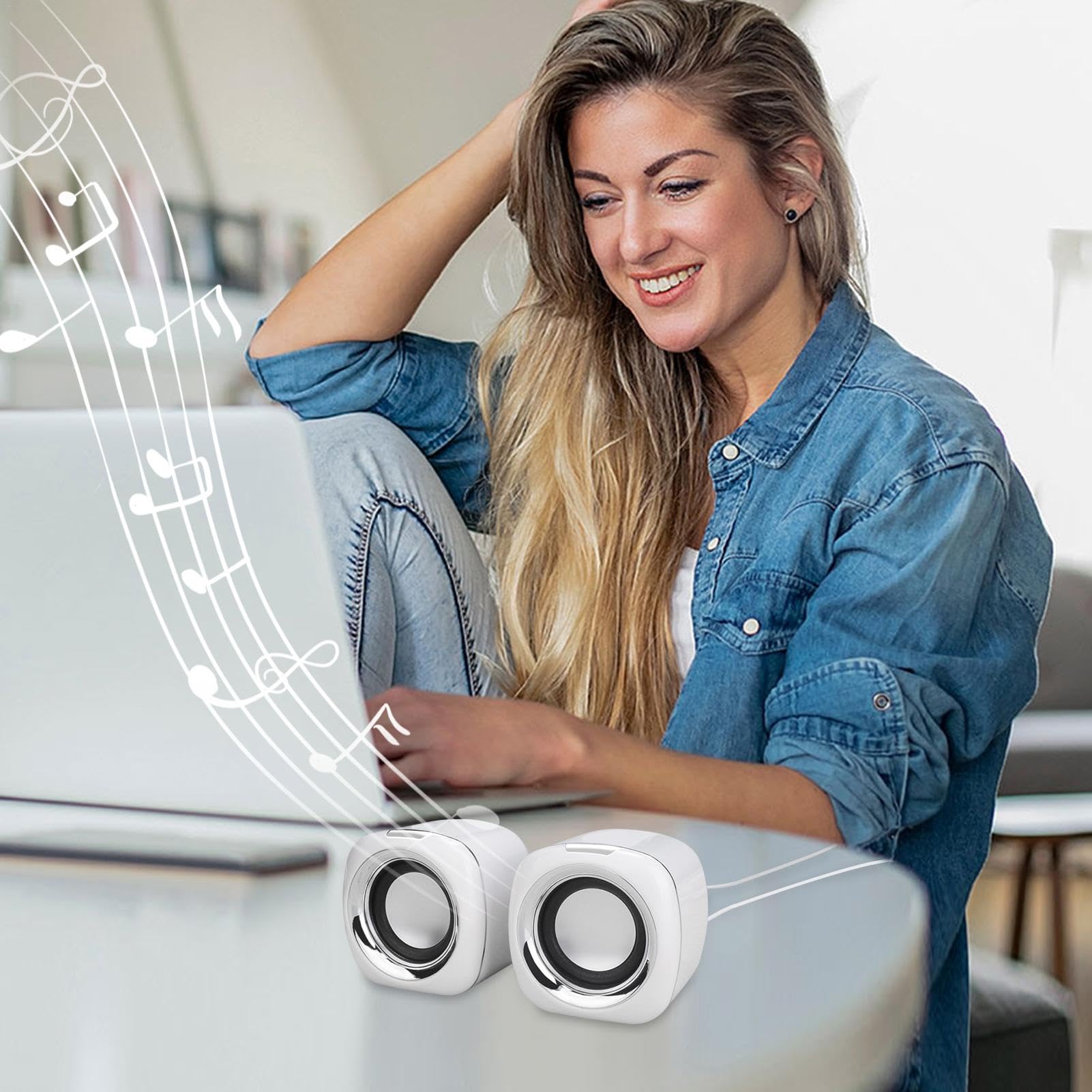 Portable USB Powered Stereo Speaker System - High Quality Desktop & Laptop Speakers with Anti-Interference Technology | Compatible with Smartphones, Tablets, MP3 Players & Computers | Perfect for Home Office, Gaming & Music Listening