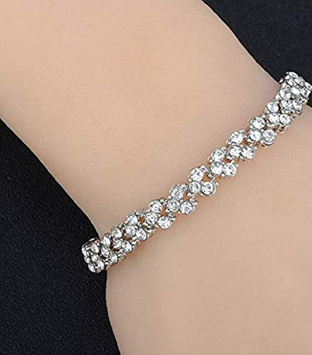 VARWANEO 3-Piece Women's Crystal Diamond Bangle Set - Elegant Rhinestone Charm Bracelets, Roman Style Fashion Jewelry for Women, Perfect Gift for Birthday, Anniversary & Special Occasions | Great for Parties, Weddings & Date Nights