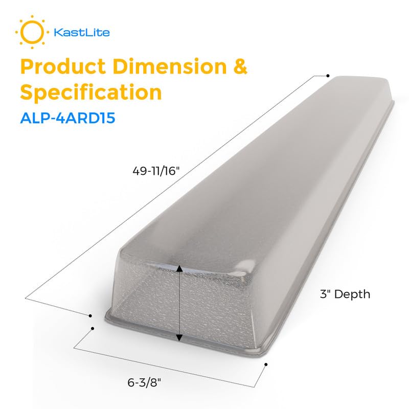 KastLite Vapor Tight Light Fixture Cover Replacement - 4ARD15 ALP Matte Acrylic Lens for Sentry Series & Fluorescent Lights, 6-3/8