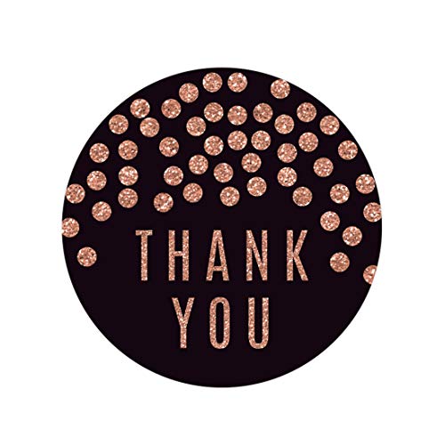Rose Gold Riley Glitter Confetti Polka Dot on Black Label