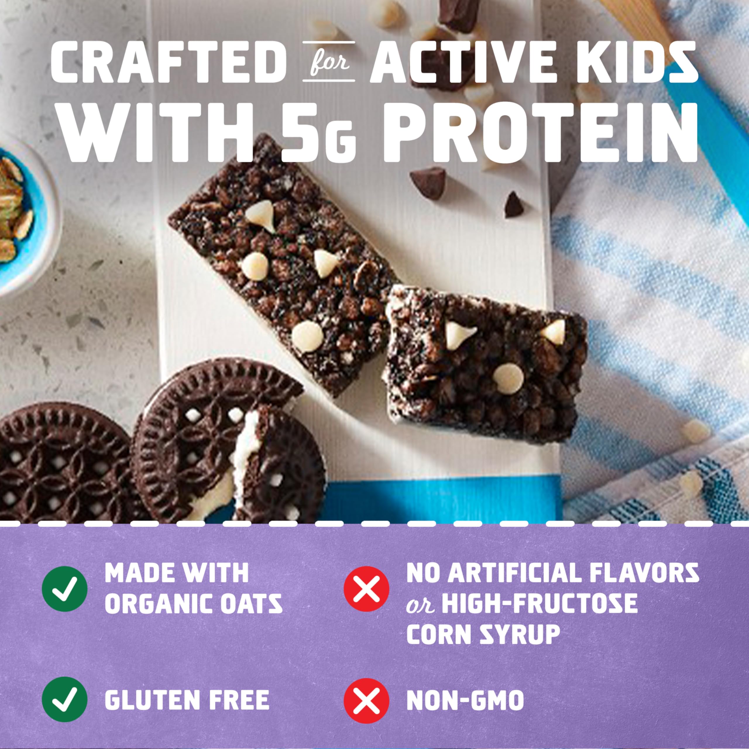 Organic Zbar Protein Bars - Cookies 'n Creme Flavor - Gluten Free, Non-GMO Snack with 5g Protein - Crispy Oat Bars (15 Pack) - Perfect for Workouts, School Lunches & On-the-Go Energy