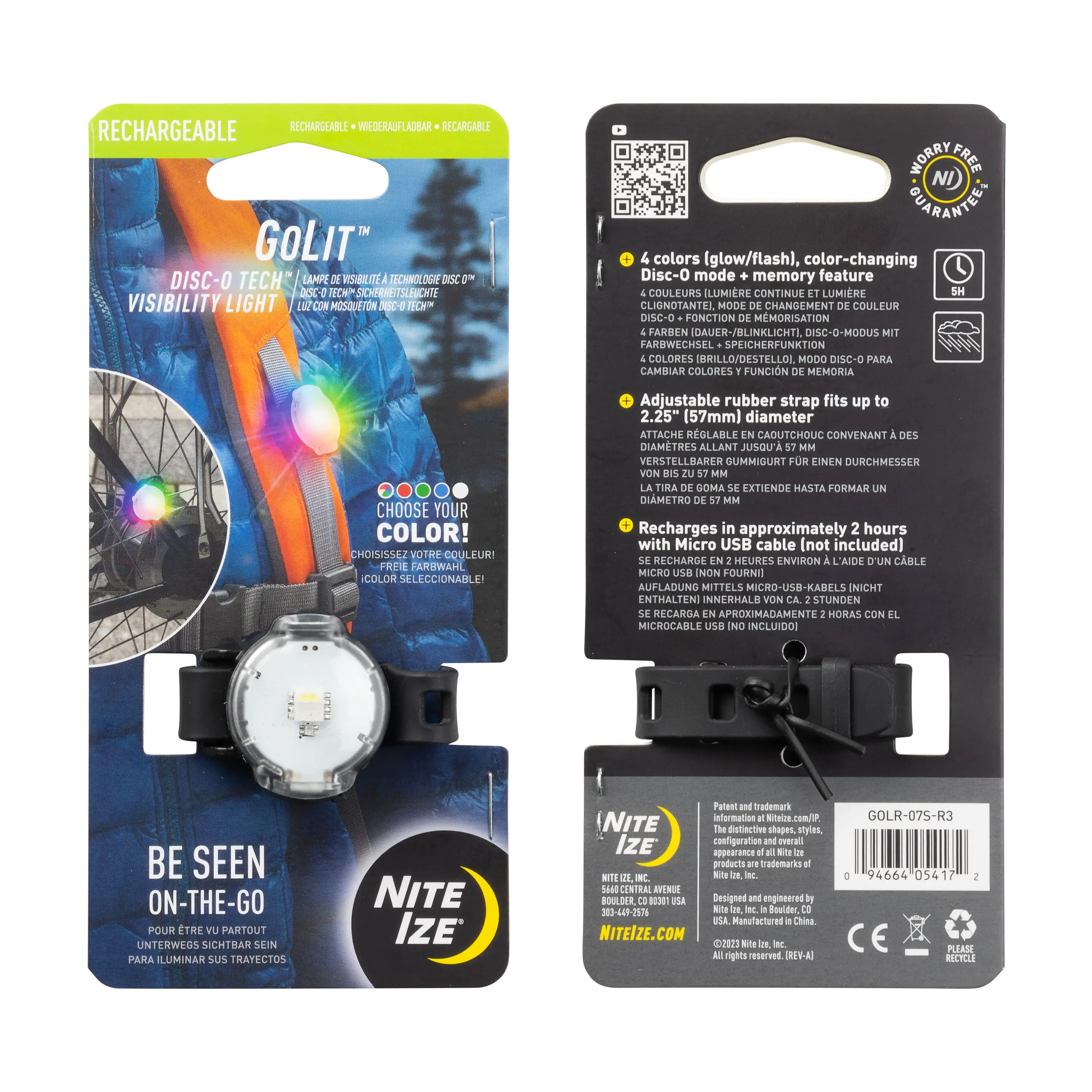 Nite Ize GoLit Rechargeable LED Light Disc - High Visibility Safety Light for Running, Cycling, Walking at Night - Waterproof & Bright Glow for Outdoor Activities