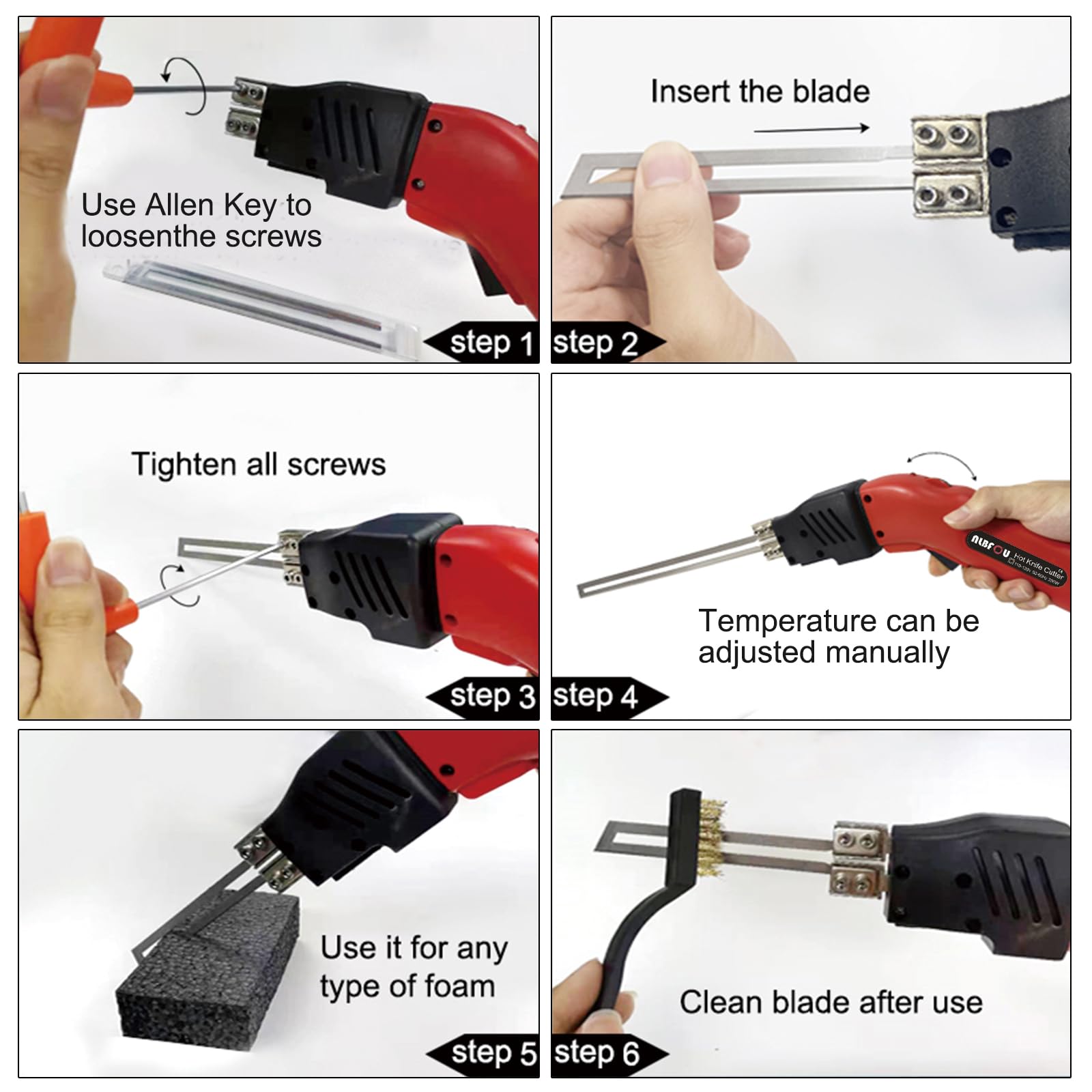 Electric Hot Knife Foam Cutter - 200W Air Cooled Styrofoam Cutting Tool with 4 Blades for XPS, EPS, EPP, EVA, EPE, KT Board, PU & Sponge - Perfect for DIY Crafts, Model Making & Packaging Projects