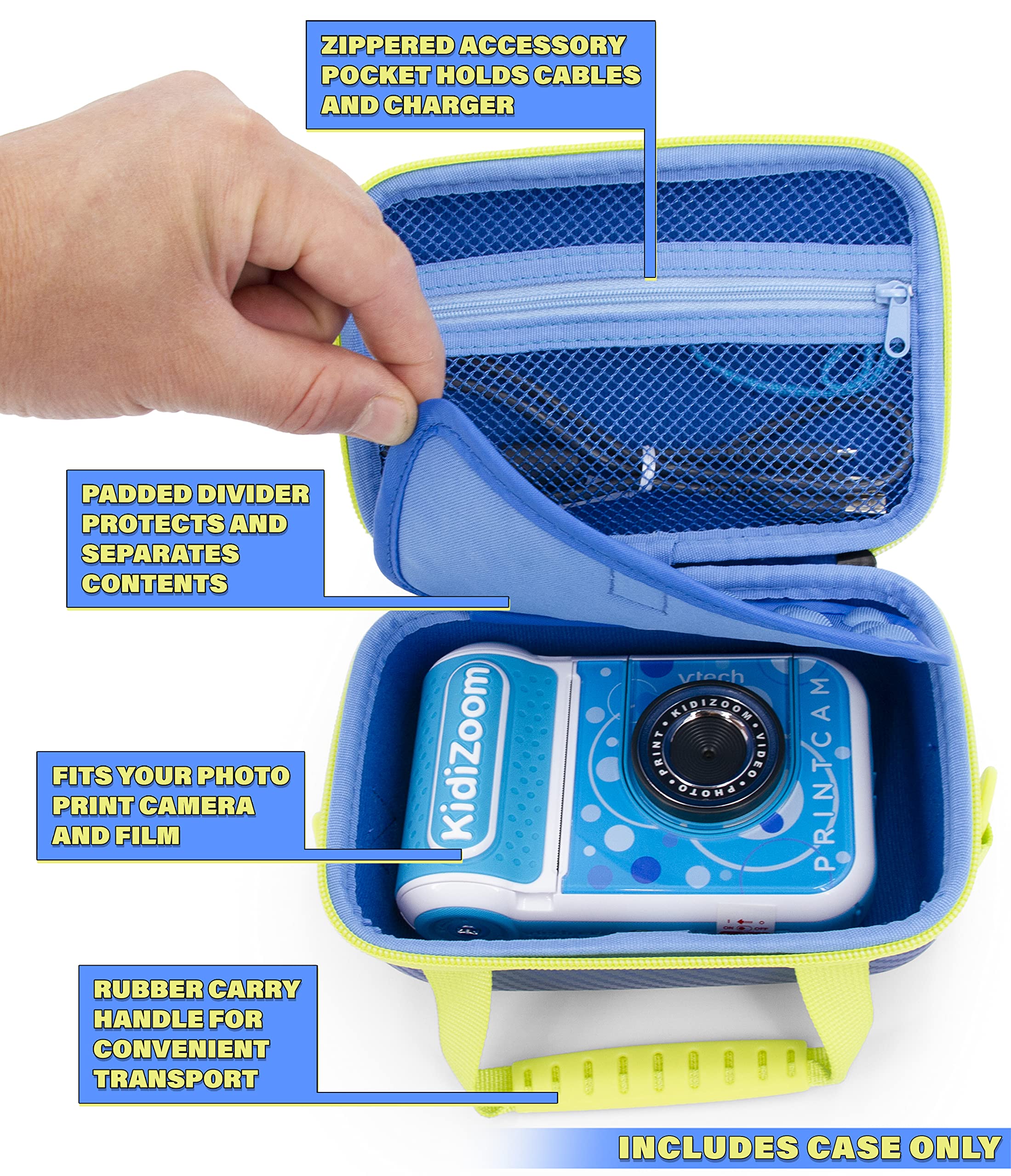 CASEMATIX Camera Case for Kidizoom PrintCam Printer Camera - Protective Storage for Creator Cam Video Camera & Instant Camera Paper Refills (Blue) - Perfect for Travel, School & Kids Photography Accessories