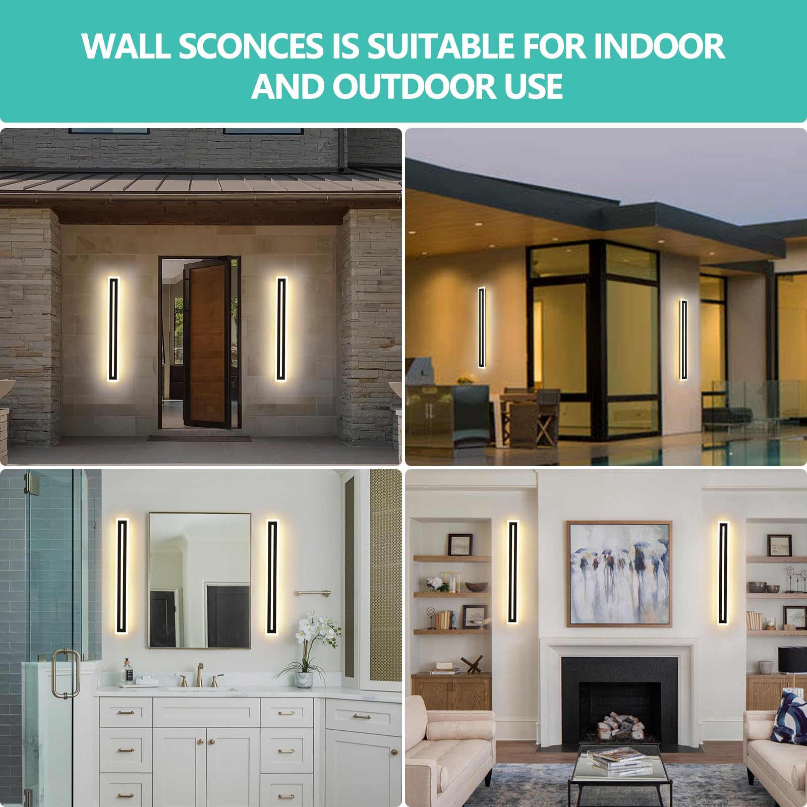 36W Modern Outdoor Wall Sconce - 47.2 Inch LED Exterior Light Fixture with IP65 Waterproof Rating - Energy Efficient Wall Lighting for Porch, Patio, Garage & Backyard (Perfect for Outdoor Entertaining & Home Security)