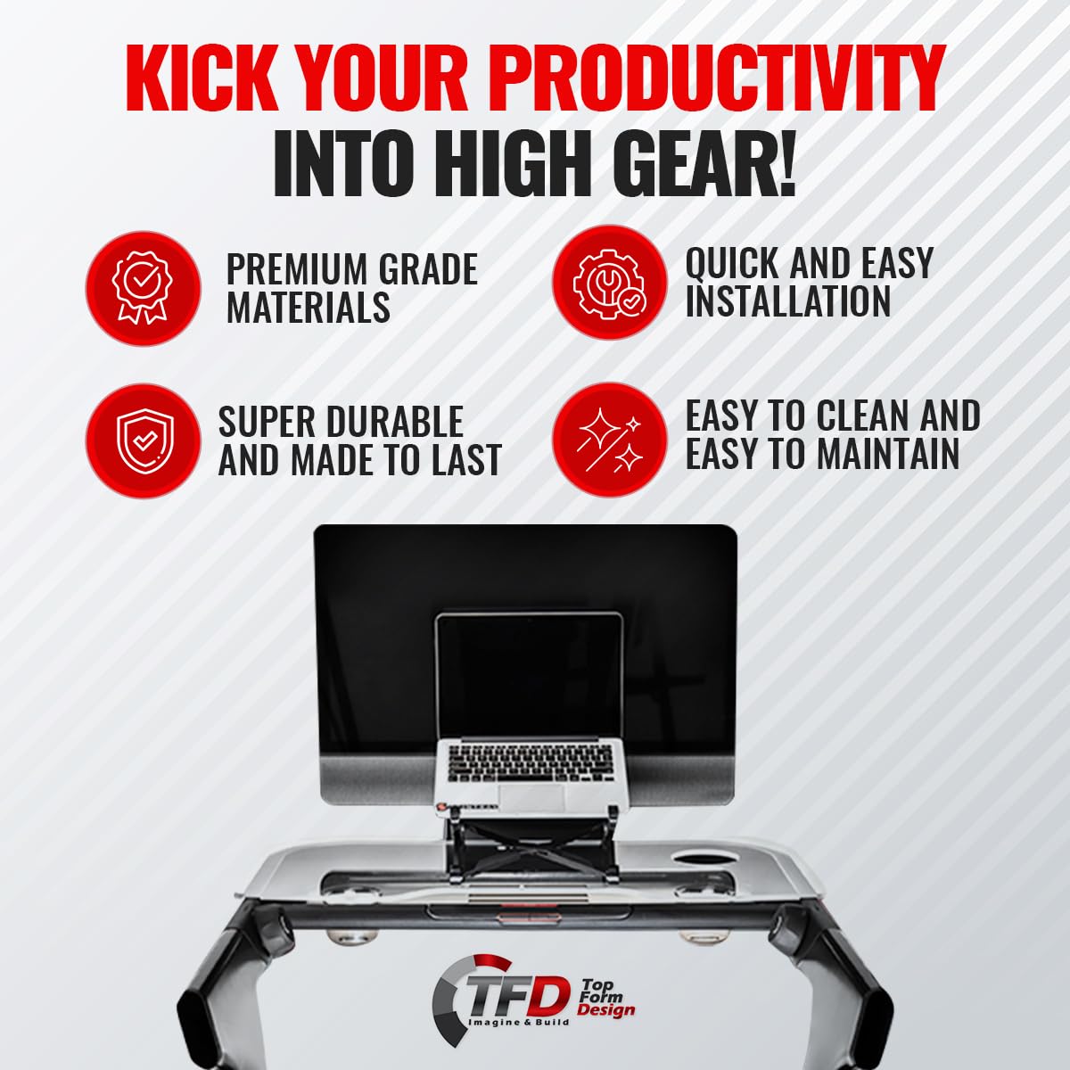 Peloton Tread Plus Tray - Made in USA | Walking Desk Attachment for Laptop, Tablet, Phone & Book | Exercise Workstation & Treadmill Accessories (Clear) - Perfect for Home Office Workouts & Multitasking While Walking