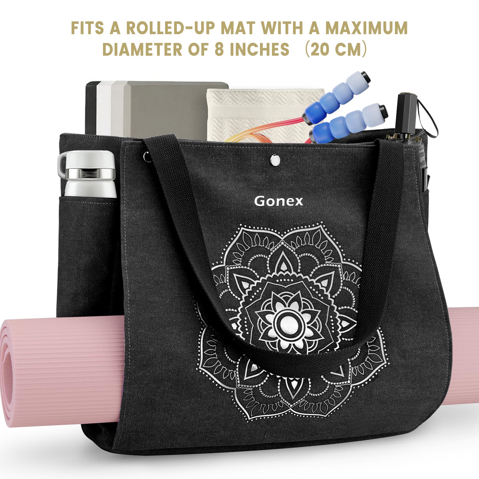 Gonex Yoga Mat Bag - Durable Canvas Tote with Multiple Pockets for Men & Women | Easy Carry Yoga Mat Carrier for Pilates, Gym, Travel, Workout & Office Use