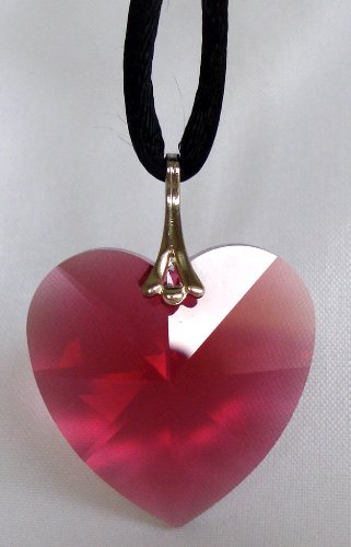 Elegant Crystal Red Heart Pendant Necklace on Black Cord - Perfect for Valentine's Day Gifts, Anniversaries & Romantic Occasions