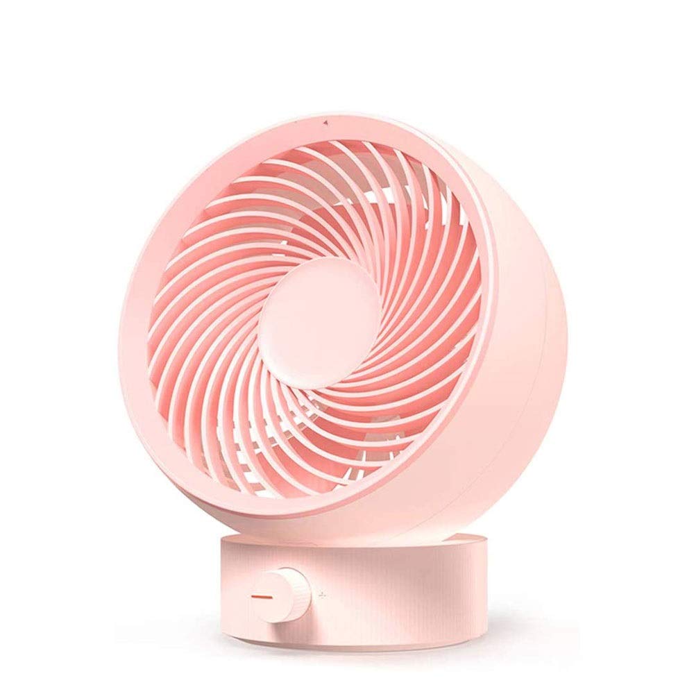 Qin Small Personal Desk Fan - Portable USB Powered Table Fan with Strong Wind & Quiet Operation - Ideal for Home, Office, Car, Travel & Outdoor Use - Pink Color