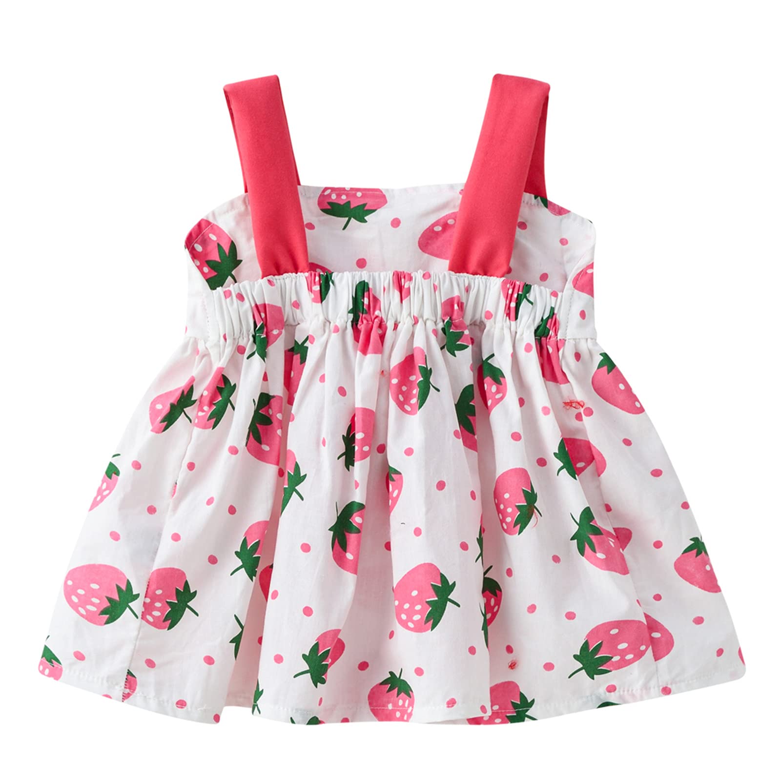 Adorable Heart & Fruit Print Summer Dress for Baby Girls - Sleeveless Toddler Princess Dress (Watermelon Red, 3-4 Years) - Perfect for Beach Outings, Birthday Parties & Family Photos