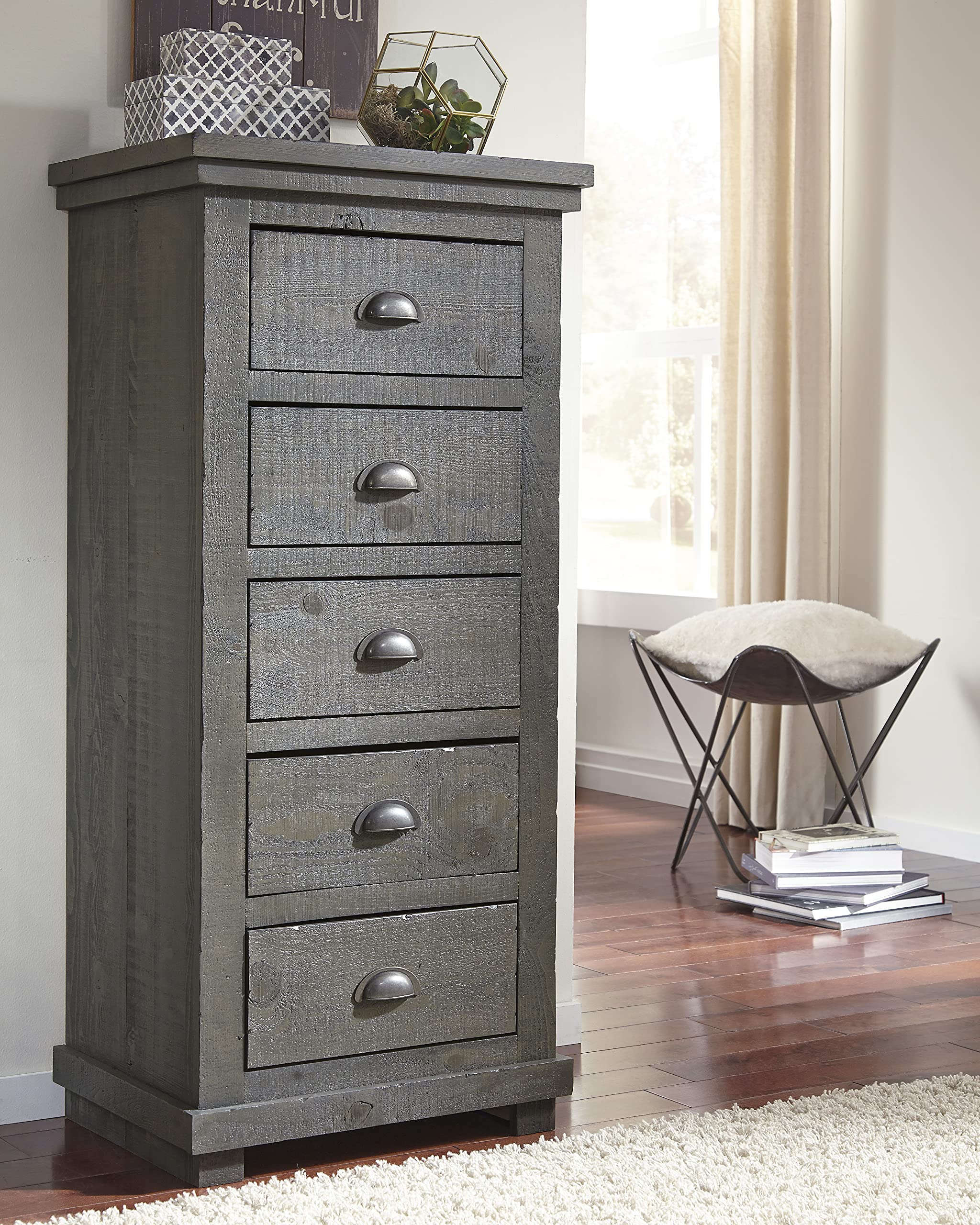 Progressive Furniture Willow Lingerie Chest - Distressed Dark Gray Finish, 5-Drawer Storage for Bedroom & Closet Organization | Perfect for Master Bedroom, Guest Room & Boudoir Decor