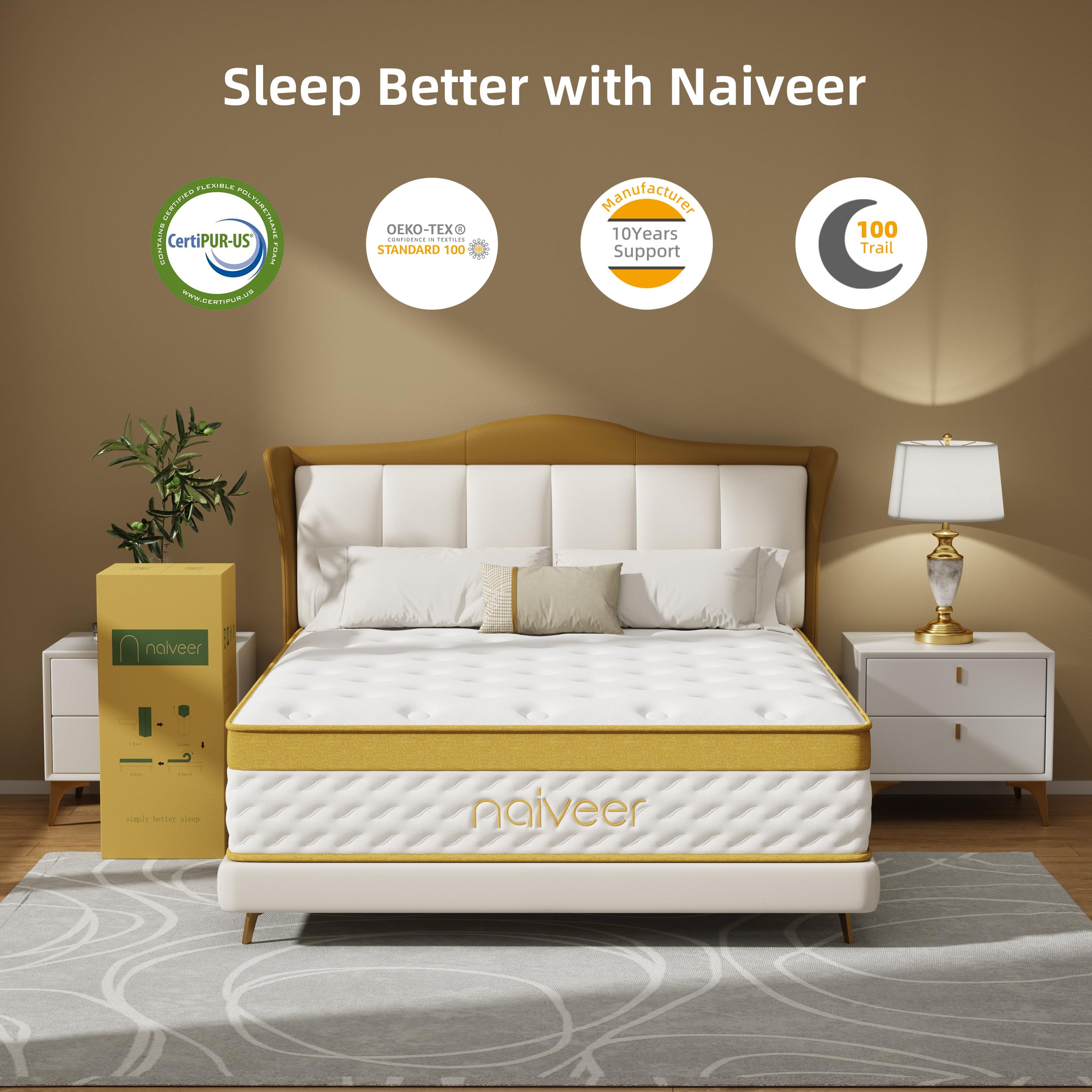 10 Inch Twin Size Cooling Gel Memory Foam Hybrid Mattress in a Box - CertiPUR-US Certified, Medium Firm with Pocket Springs for Back Pain & Pressure Relief - Perfect for Hot Sleepers, Guest Rooms & Dorm Beds