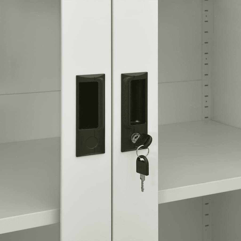 4-Door Steel Office Cabinet with 3 Adjustable Shelves - Light Gray Craft Organizer & Home Office Storage, 35.4