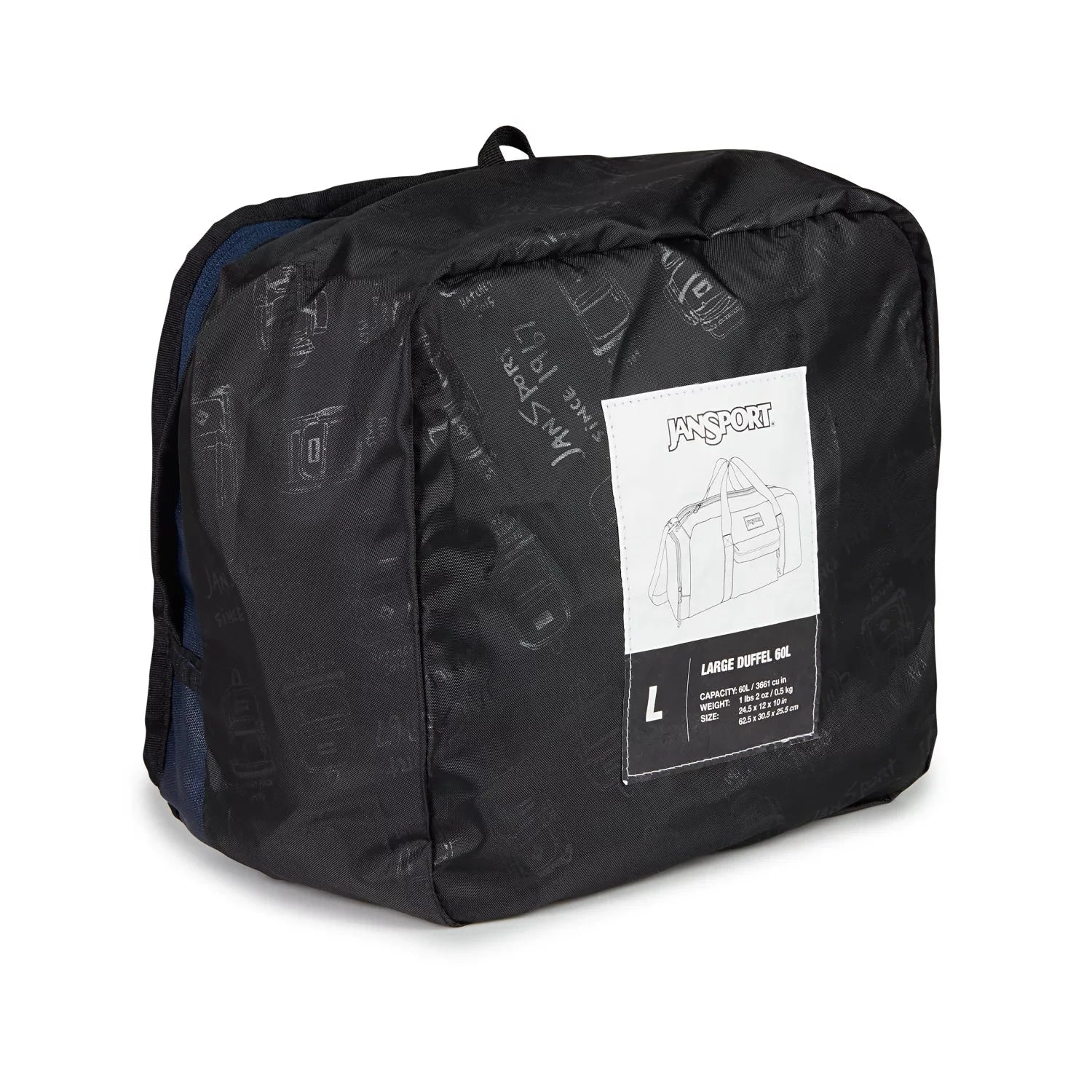 JanSport Weekender Large Duffel Bag - 50L Travel Duffel with Shoulder Strap, Water-Resistant Navy Blue Gym Bag for Men & Women - Perfect for Weekend Trips, Gym, Sports & Travel