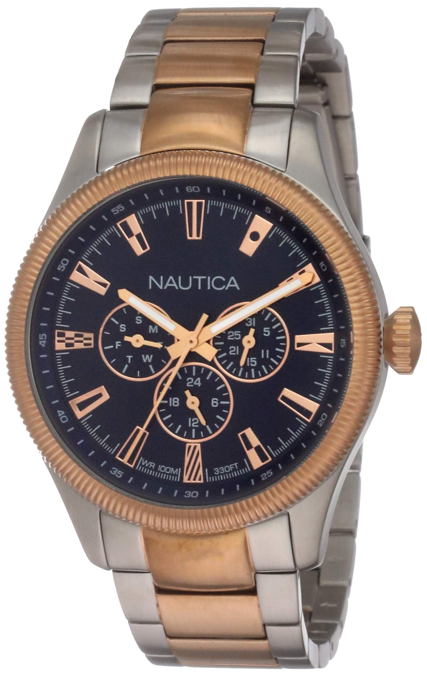 Nautica Men's Quartz Watch with Resin Band & Silicone Strap - Waterproof, Durable & Stylish for Everyday Wear, Work & Outdoor Activities