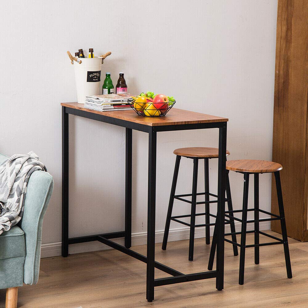 Light Brown 3-Piece Pub Table Set with Bar Stools - 41.75