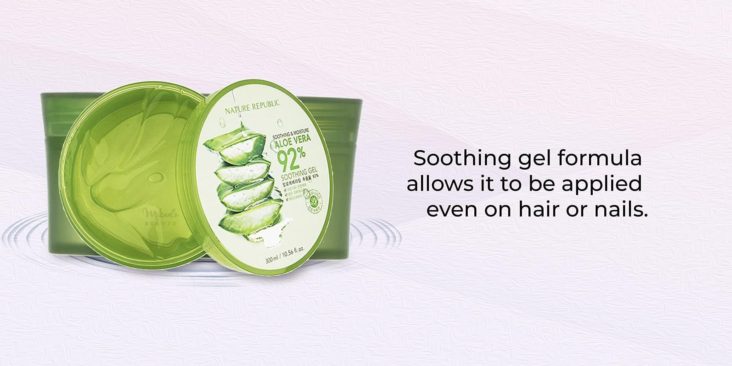 Nature Republic Aloe Vera 92% Soothing Gel - 10.56 Fl Oz for Face, Body & Hair - Hydrating Moisturizer for Sunburn Relief, Skin Care & After Shave - Vegan & Cruelty-Free