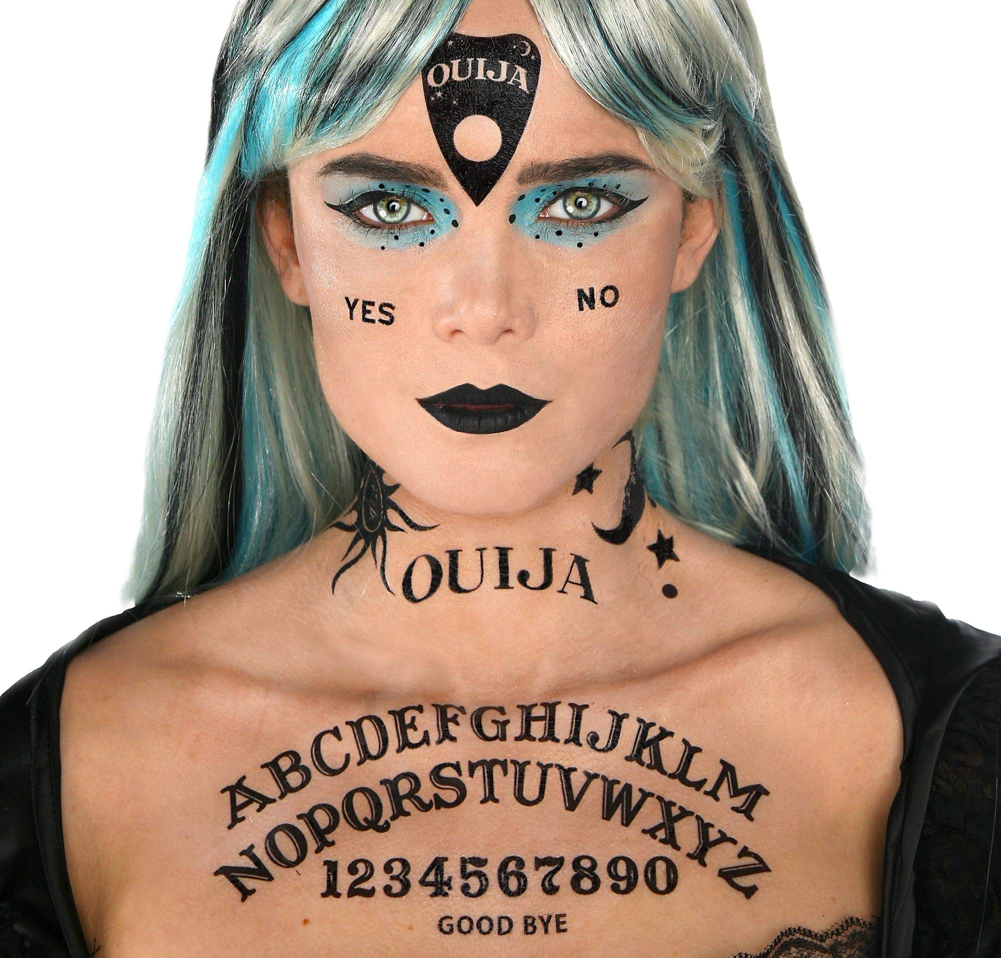 SUIT YOURSELF Ouija Board Makeup Kit - 4 Makeup Sticks, Makeup Remover, Mixing Tray & 5 Tattoo Sheets | Halloween Costume & Party Makeup Set for Spooky Themed Events
