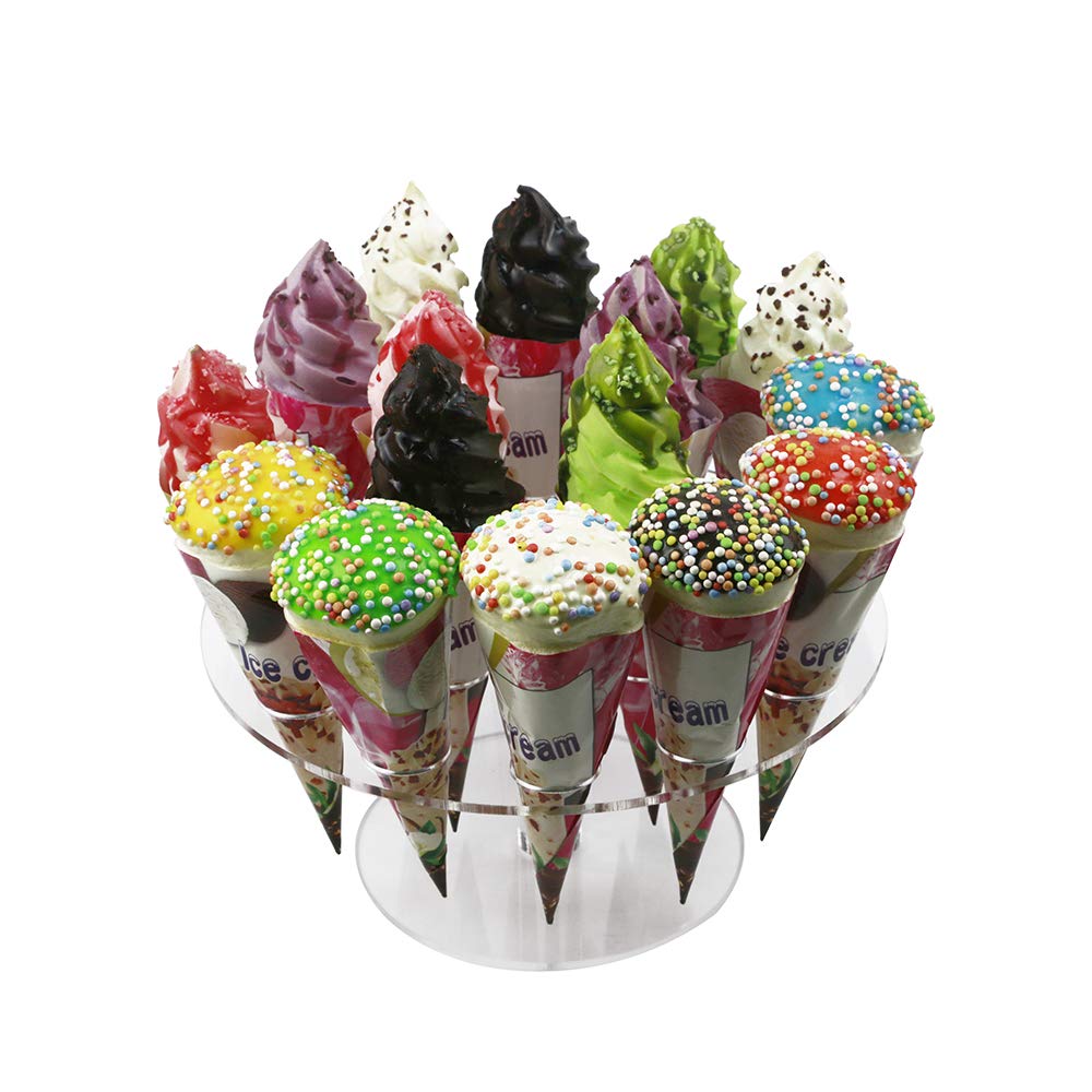 2-Pack Acrylic Ice Cream Cone Holder Stand - 16 Holes for Cotton Candy & Dessert Cones - Durable Party Serving Display for Ice Cream Shops, Carnivals & Home Baking