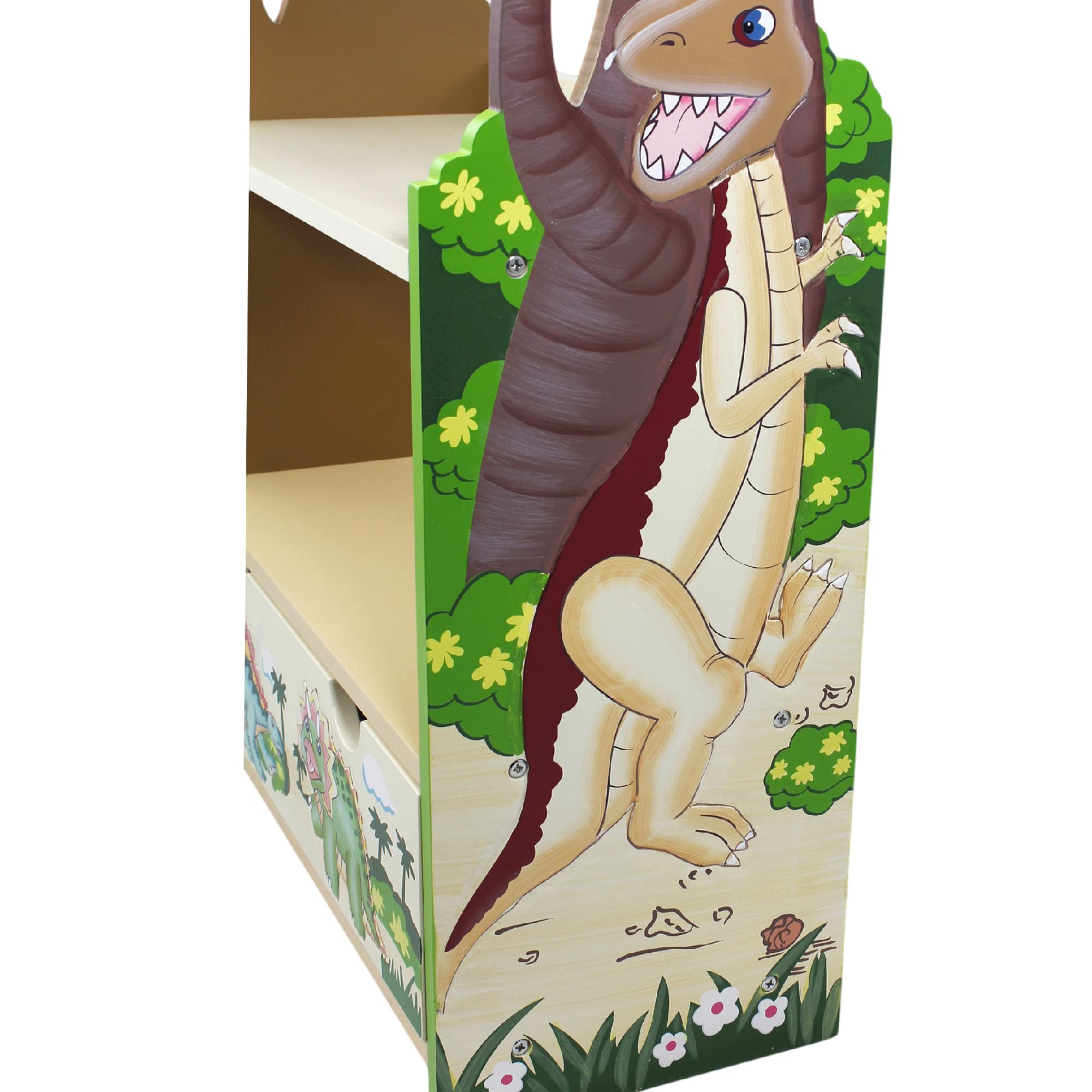 Fantasy Fields - 3-Tier Wooden Baby Bookshelf & Toy Storage with Drawer, Dinosaur Kingdom Themed Kids Bookcase - Inspires Imagination & Organizes Toys, Books & Nursery Decor (38
