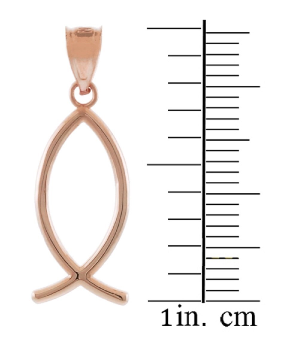 10K Rose Gold Ichthus Christian Fish Pendant Necklace - Religious Jewelry for Women & Men - Perfect for Baptism, Confirmation & Daily Faith Wear