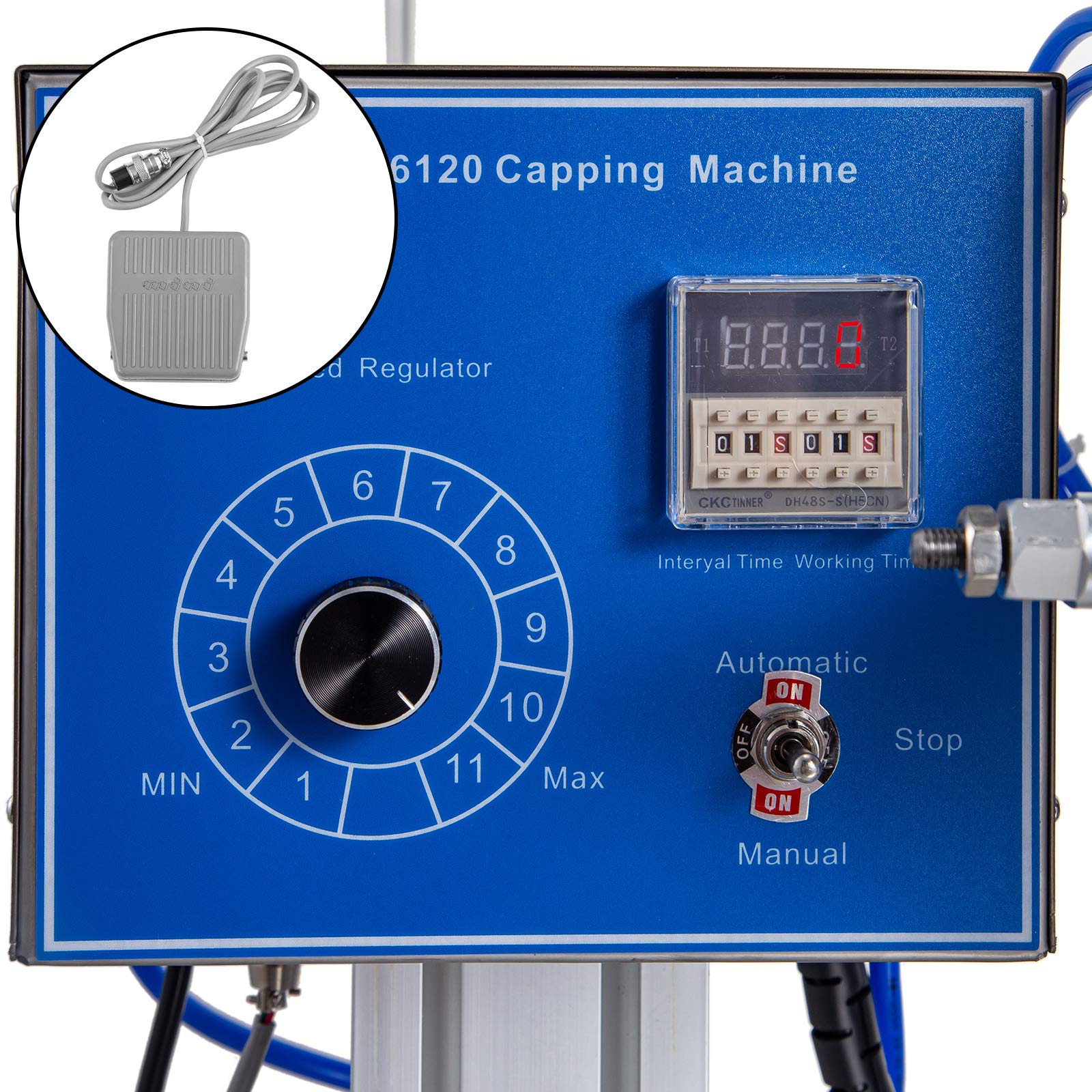 BestEquip Automatic Screw Capping Machine 16-55mm Adjustable Capping Diameter for Round Bottles | Electric & Pneumatic Desktop Bottle Capper for 50-300mm Height | Perfect for Beverage, Cosmetic & Pharmaceutical Packaging Production Line