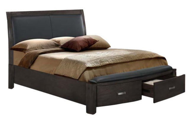 3-Piece King Size Storage Bed Frame with Headboard - Charcoal Finish for Modern Bedroom & Guest Room Organization