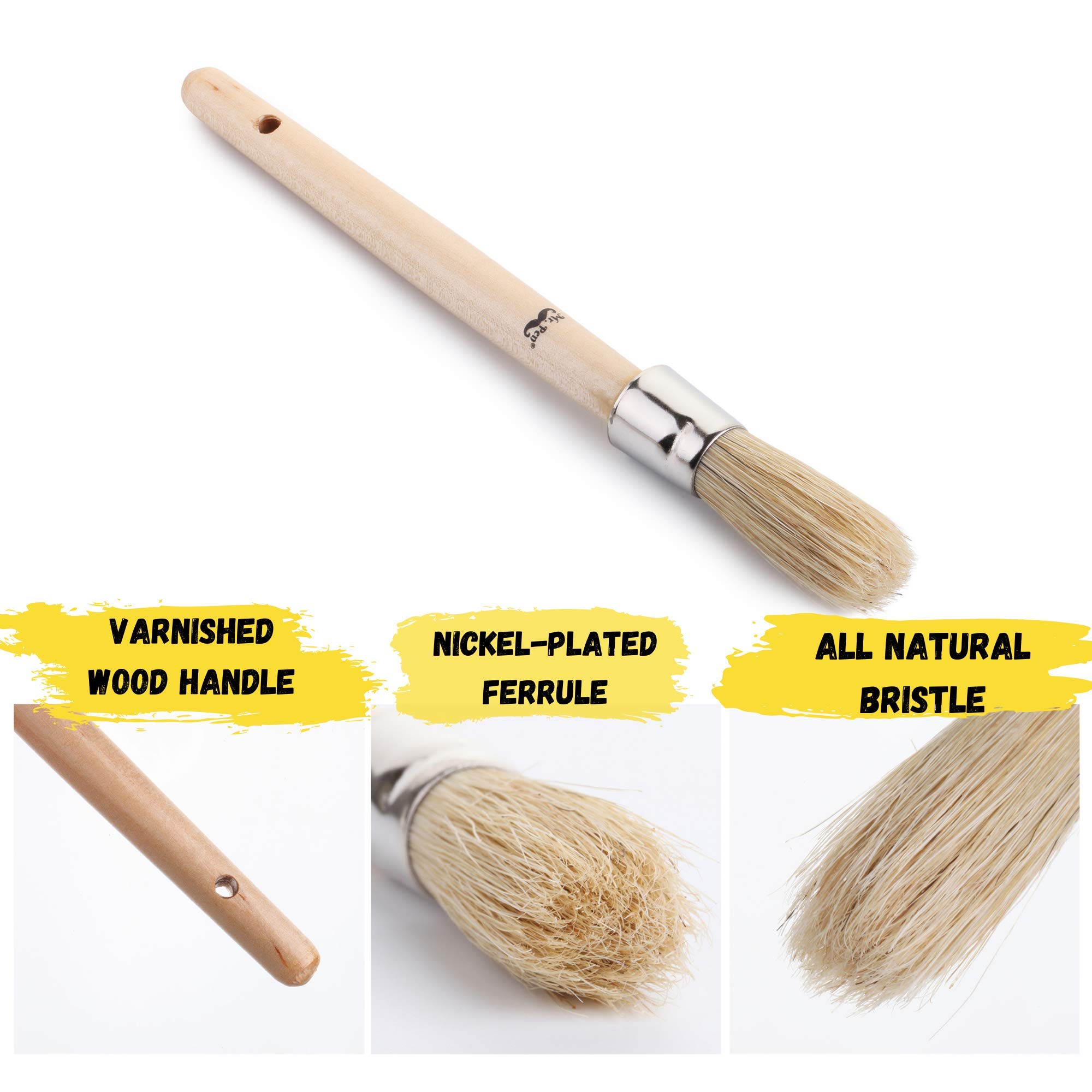 Mr. Pen Chalk Paint Brush - 0.7 Inch Round Wax Brush for Furniture Painting | Perfect for DIY Chalk Paint Projects, Wax Finishing & Wood Furniture Restoration