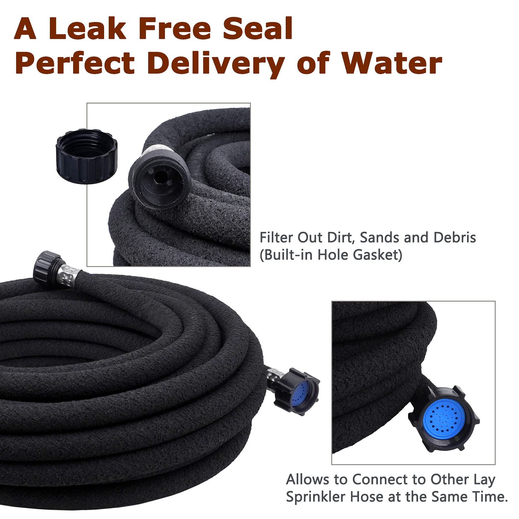 Heavy Duty 1/2 Inch x 50 FT Rubber Soaker Hose - Water Saving Drip Irrigation Hose (70% More Efficient) for Garden, Flower Beds, Vegetable Patches & Landscaping | Perfect for Eco-Friendly Watering & Plant Hydration