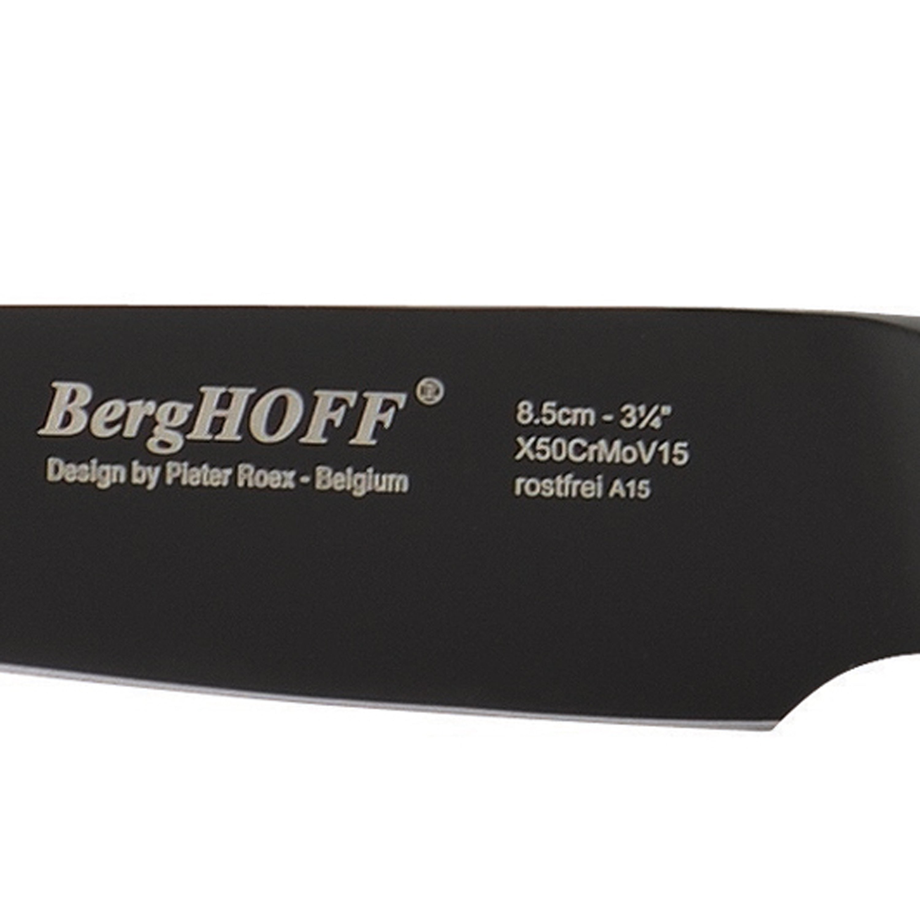 BergHOFF Ron 3.35 Inch Stainless Steel Paring Knife - Sharp Kitchen Utility Knife for Peeling, Slicing & Precision Cutting - Perfect for Fruits, Vegetables & Small Food Prep (Black)