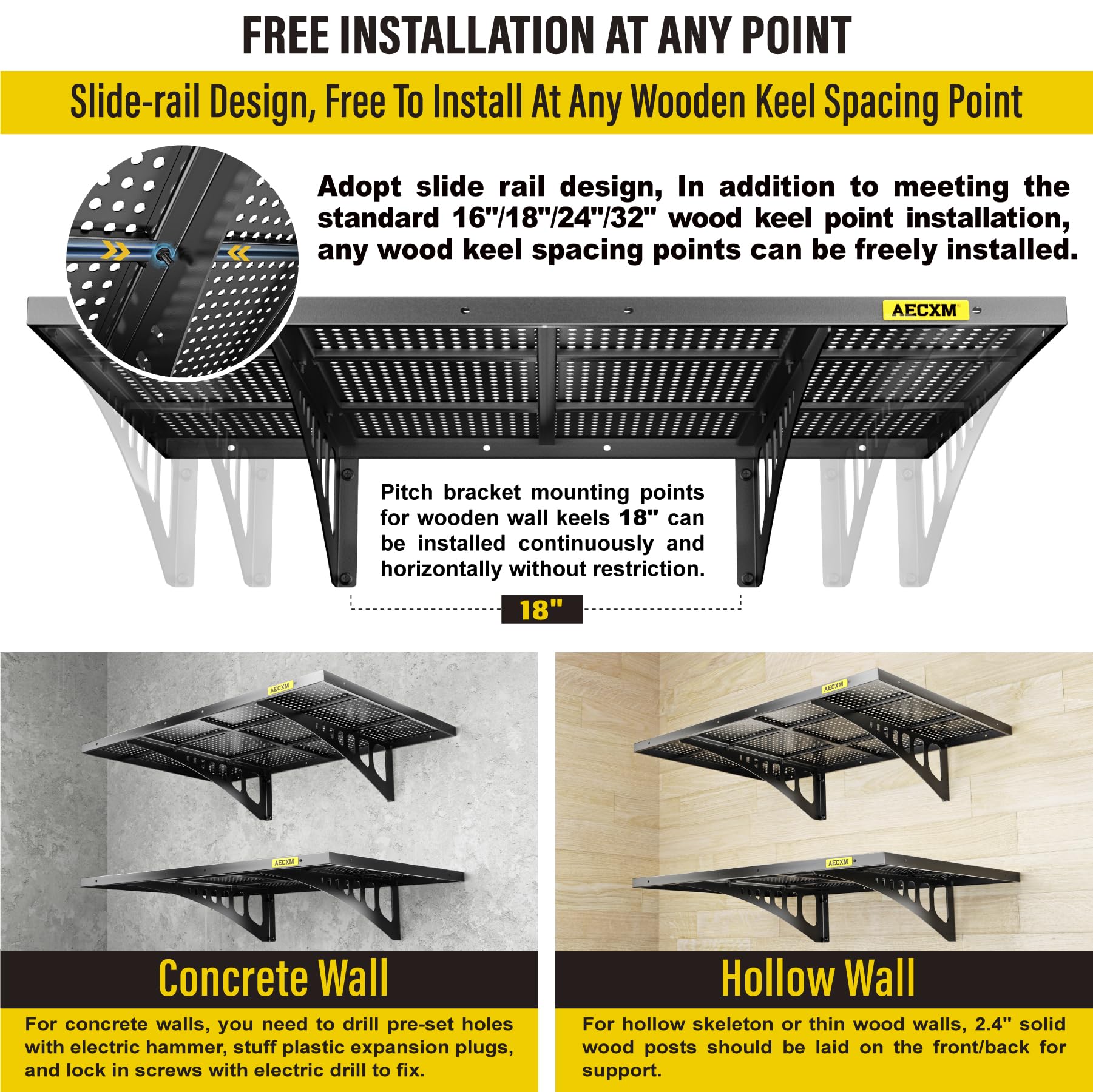 **2-Pack Heavy Duty Black Garage Storage Wall Shelves - 2x3ft Sturdy Metal Rack for Garage Organization, Workshop & Home Storage**