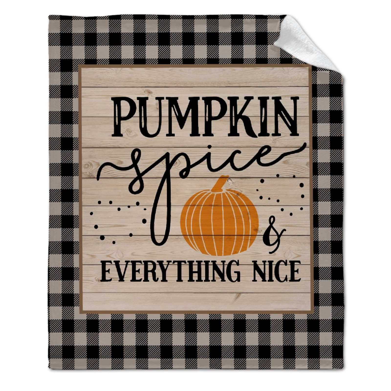 Super Soft Micro Flannel Plaid Throw Blanket - Pumpkin Orange Harvest Farmhouse Style - 120