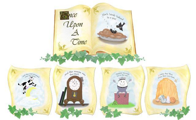 Once Upon A Time Nursery Rhymes Wall Mural - Beautiful Storybook Themed Wallpaper for Kids' Bedroom & Playroom Decor