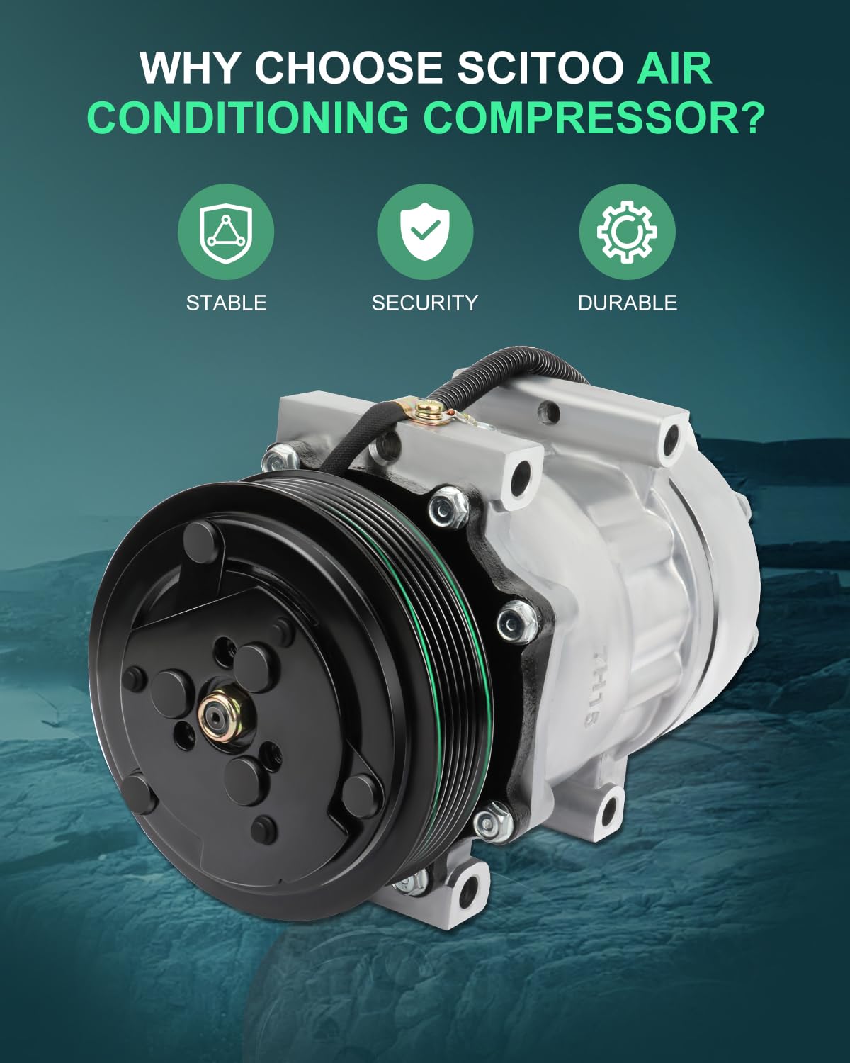 SCITOO AC Compressor Compatible for Jeep Cherokee 2.5L 1987-1995 & Wrangler 2.5L 1994-1996 - Replacement Auto Air Conditioning Part for Off-Road Adventures and Summer Driving