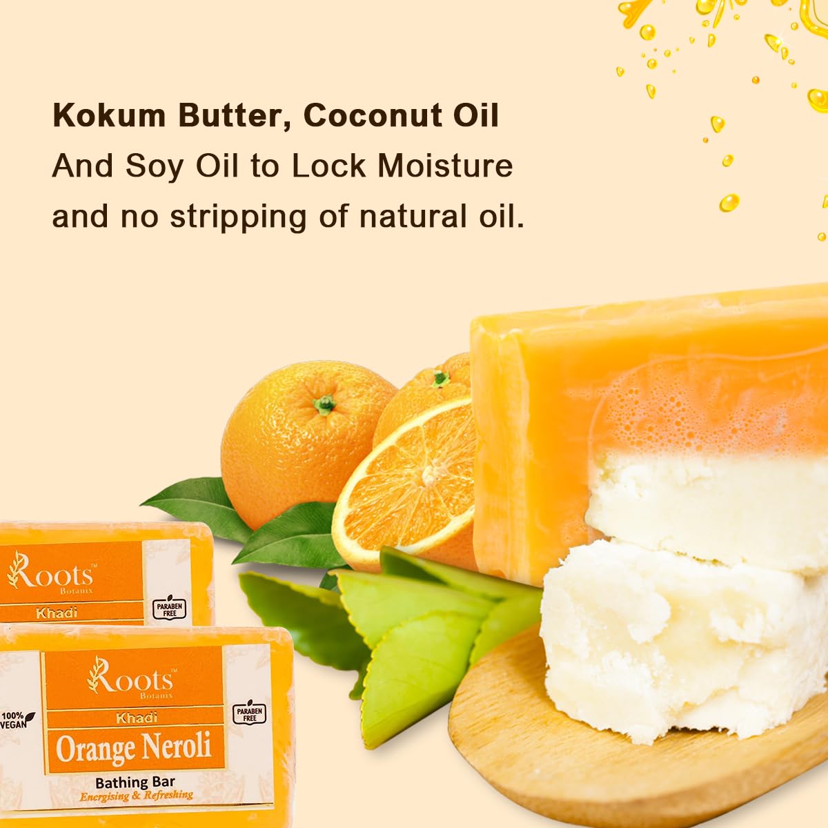 Roots Botanix Herbal Orange Neroli Soap 125g Pack of 4 | Ayurvedic Natural Soap with Essential Oils | Hydrating & Nourishing for All Skin Types | Healthy Skin Care | Perfect for Daily Bathing, Spa & Aromatherapy