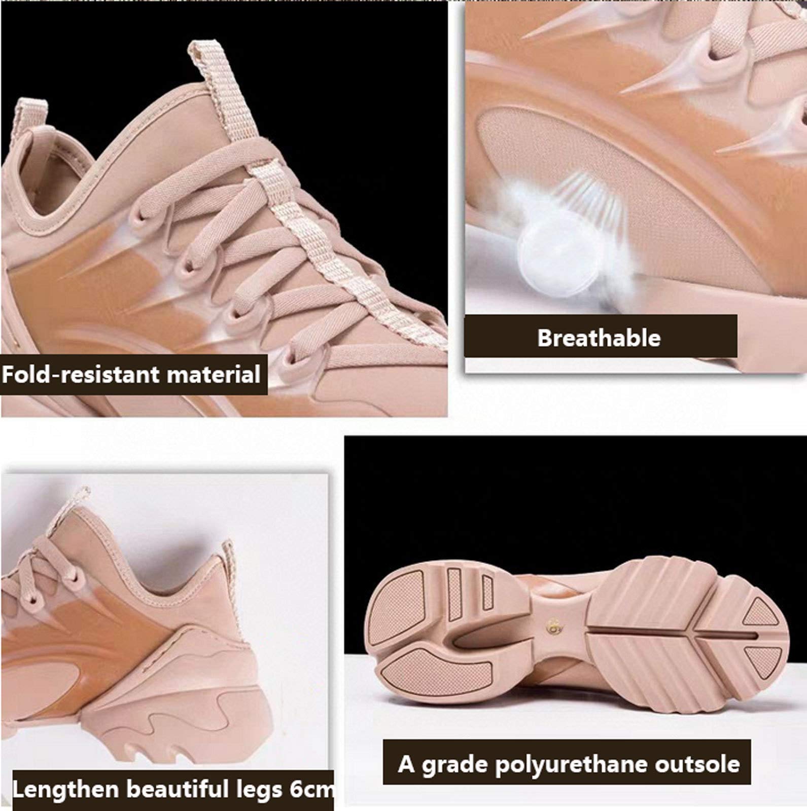 HaoLin Women's Platform Sneakers - Comfortable Casual Shoes for Autumn, Beige Size 38 | Perfect for Walking, Running & Everyday Wear
