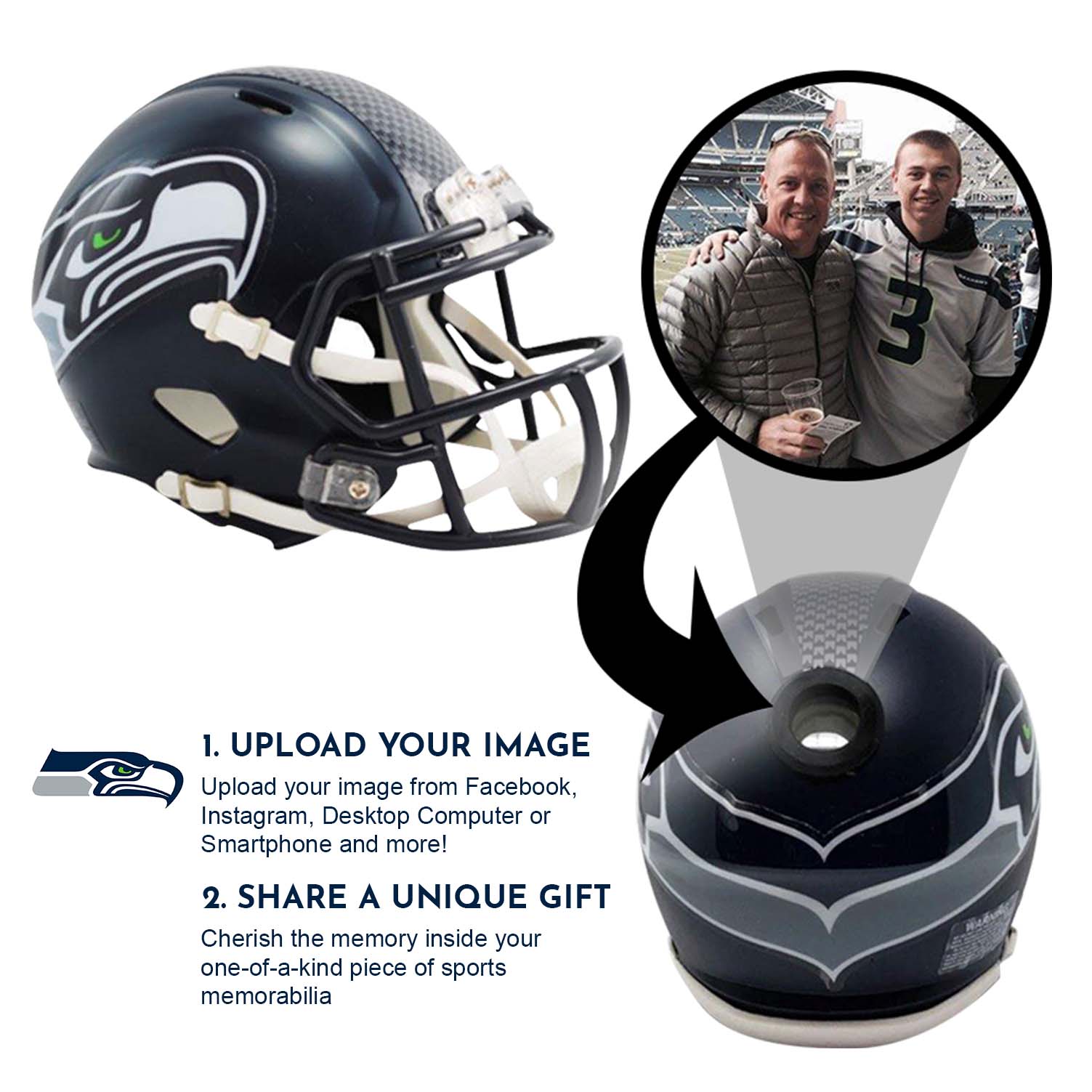 Seattle Seahawks NFL Mini Helmet with Display Stand - Collectible Football Memorabilia for Fans, Office & Man Cave Decor