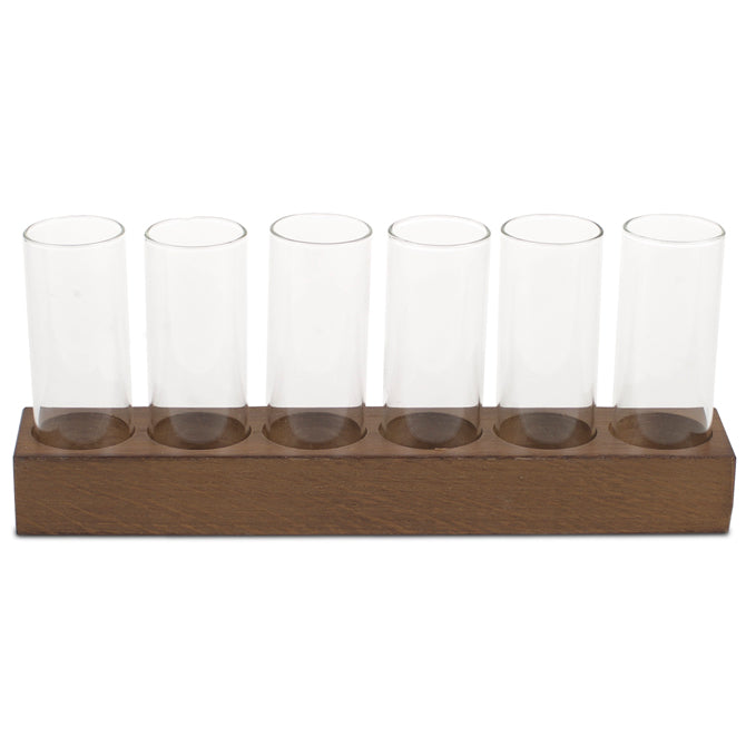 6 Column Glasses with Base - Premium Glass Display Stand for Bars, Restaurants & Home Decor - Perfect for Wine, Whiskey & Cocktail Glass Organization