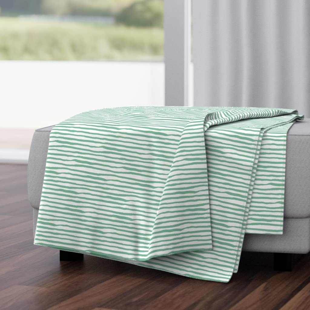 Soft Plush Minky Throw Blanket 50x70 Inches - Green Stripes & Mint Print Cozy Blanket for Bed, Sofa, Nursery | Ultra Soft Fleece Blanket for Adults & Kids