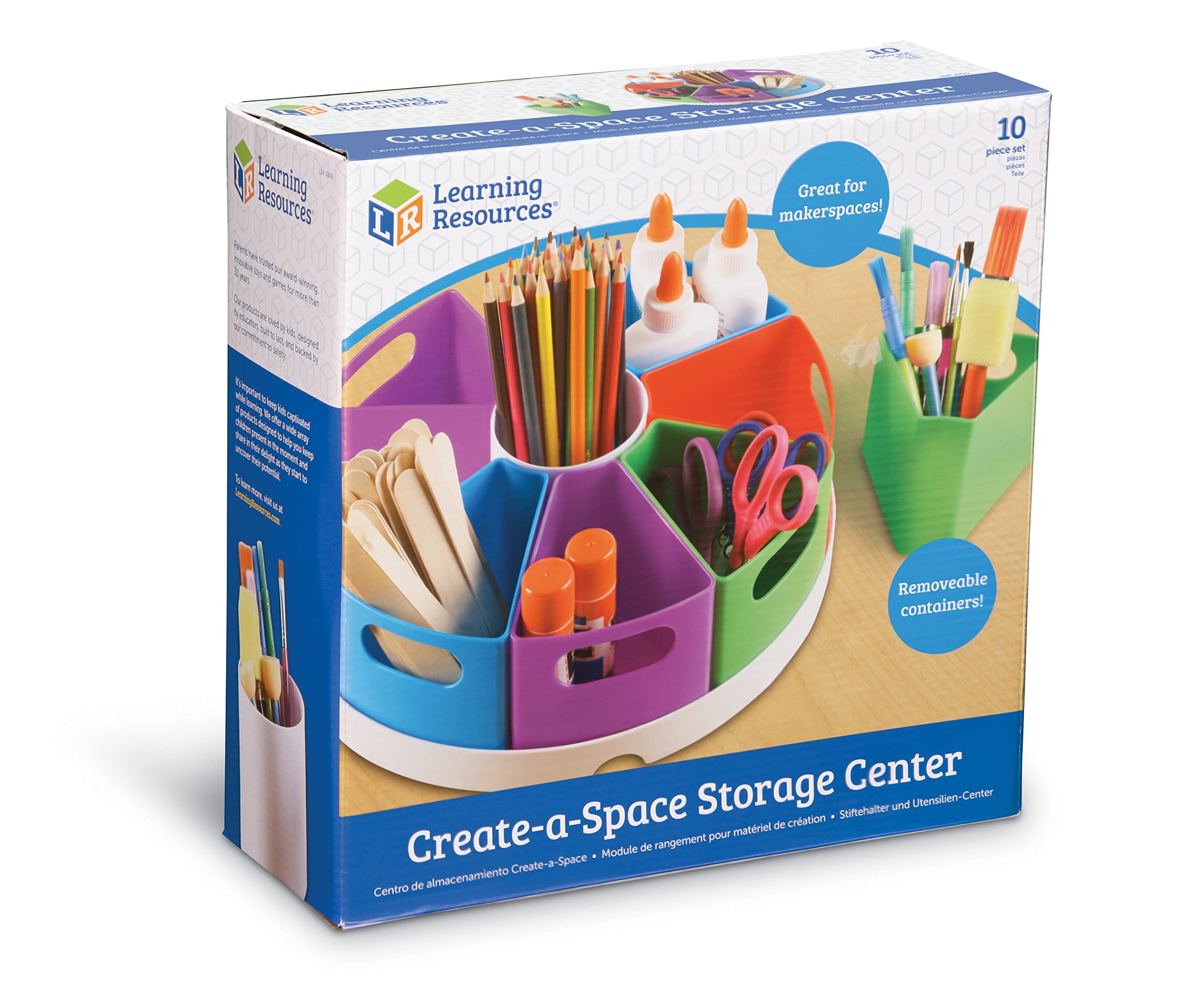 Learning Resources Create-a-Space Storage Center - 10-Piece Kids Desk Organizer Set for Art Supplies, Crayons & Homeschooling | Perfect for Classroom, Playroom & Home Organization
