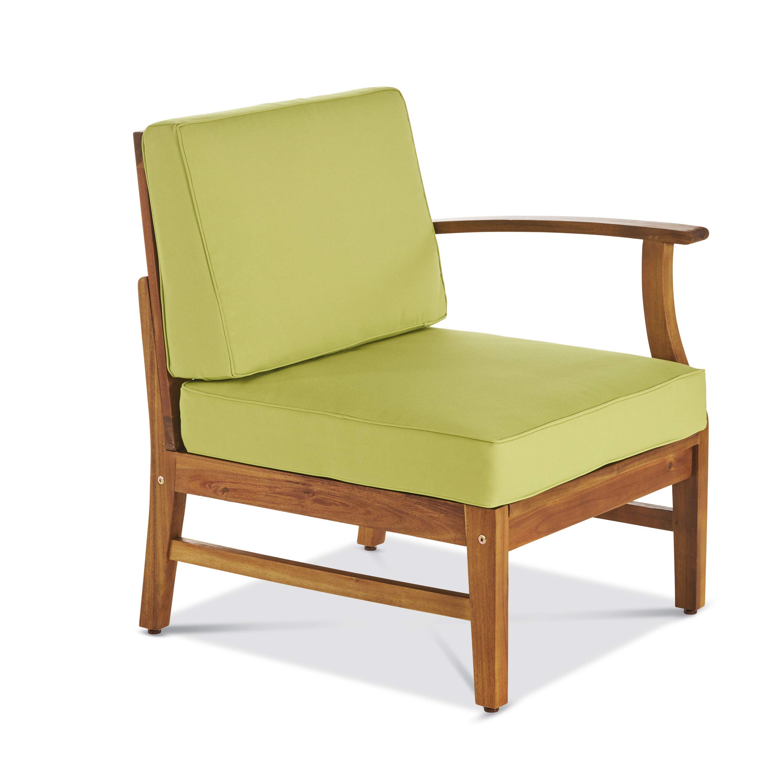 Premium 6-Piece Outdoor Acacia Wood Sofa Set with Square Fire Pit Table & Tank - Teak, Green & Light Gray - Perfect for Patio, Garden, Backyard & Poolside Relaxation