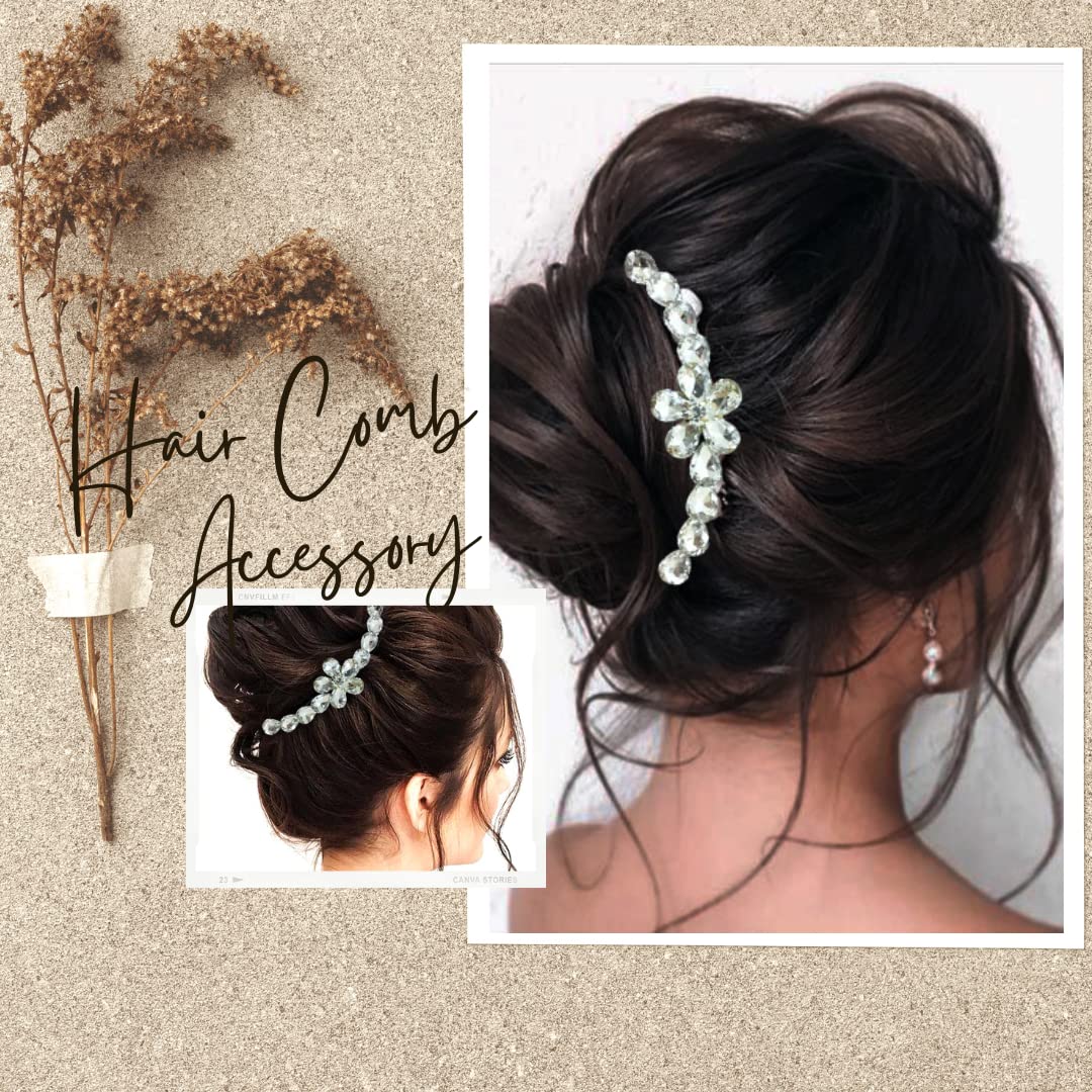 Elegant White Stone Hair Comb Slide Pin - Silver Hair Accessories for Women & Girls | Perfect for Weddings, Prom & Special Occasions