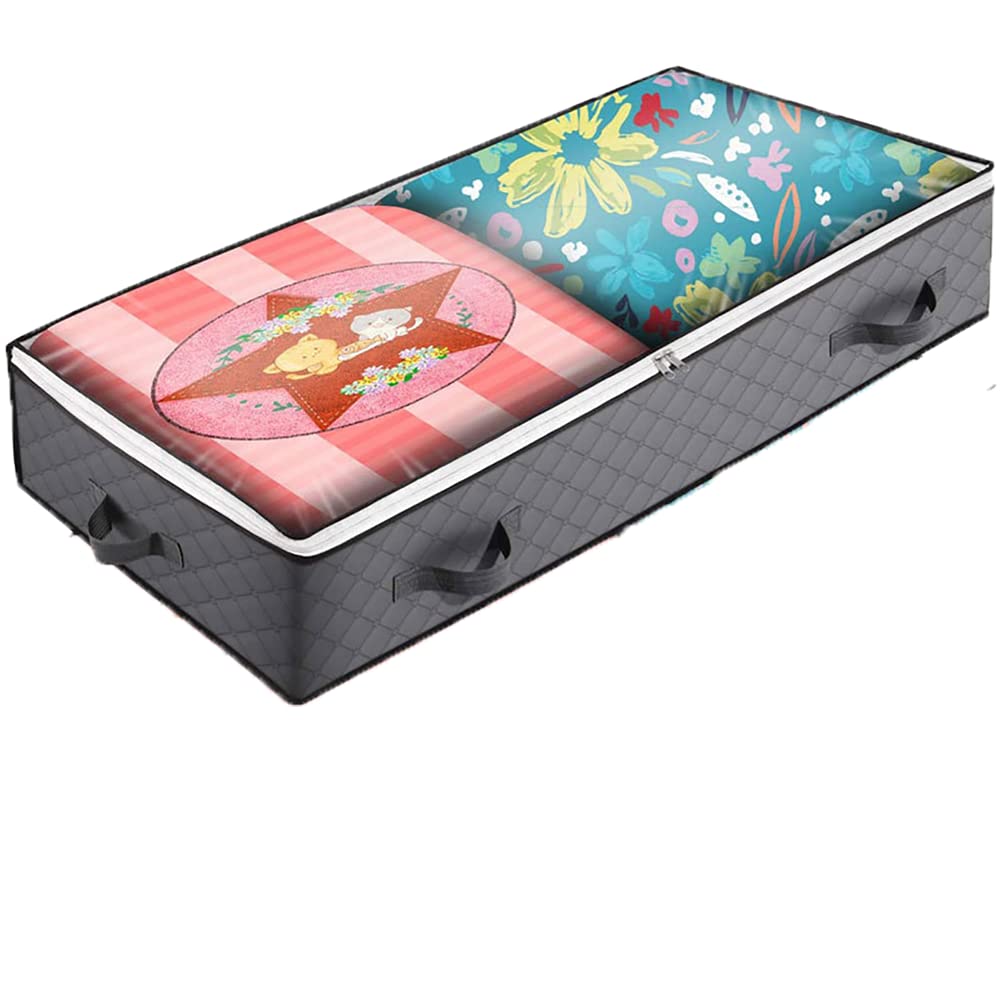 Large Under Bed Storage Bag with Sturdy Handles & Metal Zippers, Clear Windows for Blankets & Clothes, Perfect for Room Organization & Seasonal Storage