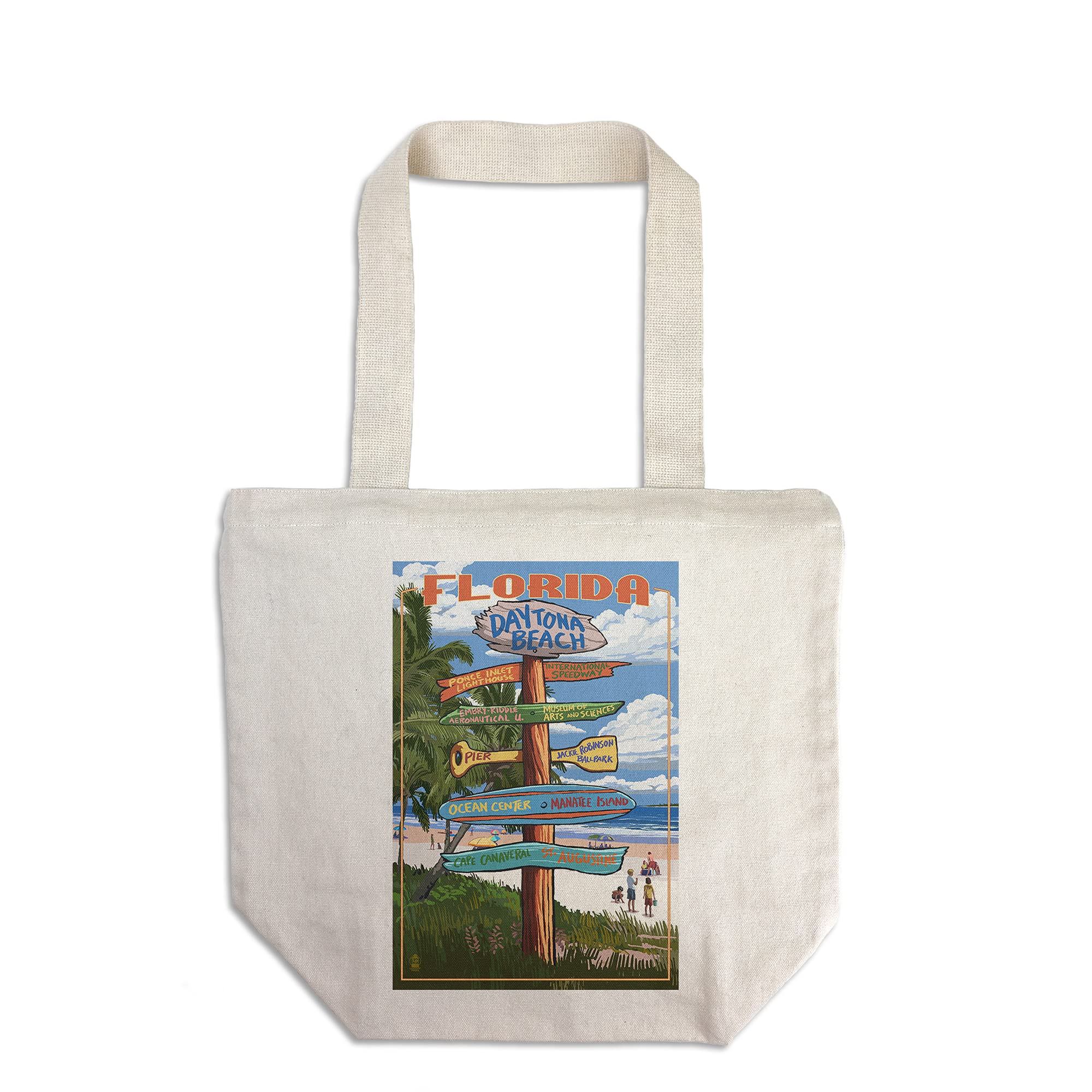 Lantern Press Daytona Beach Florida Sign - 100% Cotton Canvas Reusable Tote Bag for Shopping, Beach & Travel | Florida Souvenir Gift