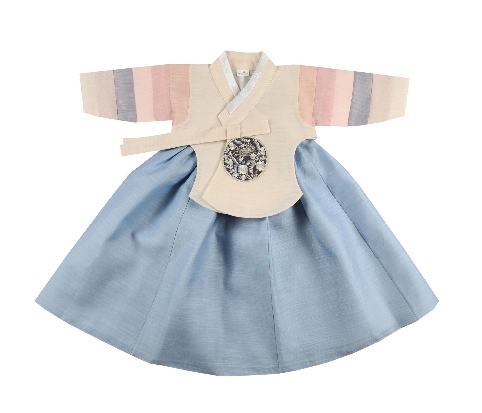 Korean Traditional Hanbok Dress for Baby Girl - First Birthday Party Outfit, Ages 1-10, Ivory & Blue - Perfect for Doljanchi Celebration, Korean Cultural Events & Photo Shoots