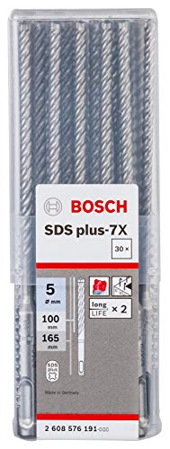 Bosch 2608576191 SDS-Plus-7 Hammer Drill Bit Set - 5mm x 6.5 Inch (30 Pcs) - Professional Masonry & Concrete Drilling for Construction, Renovation & DIY Projects