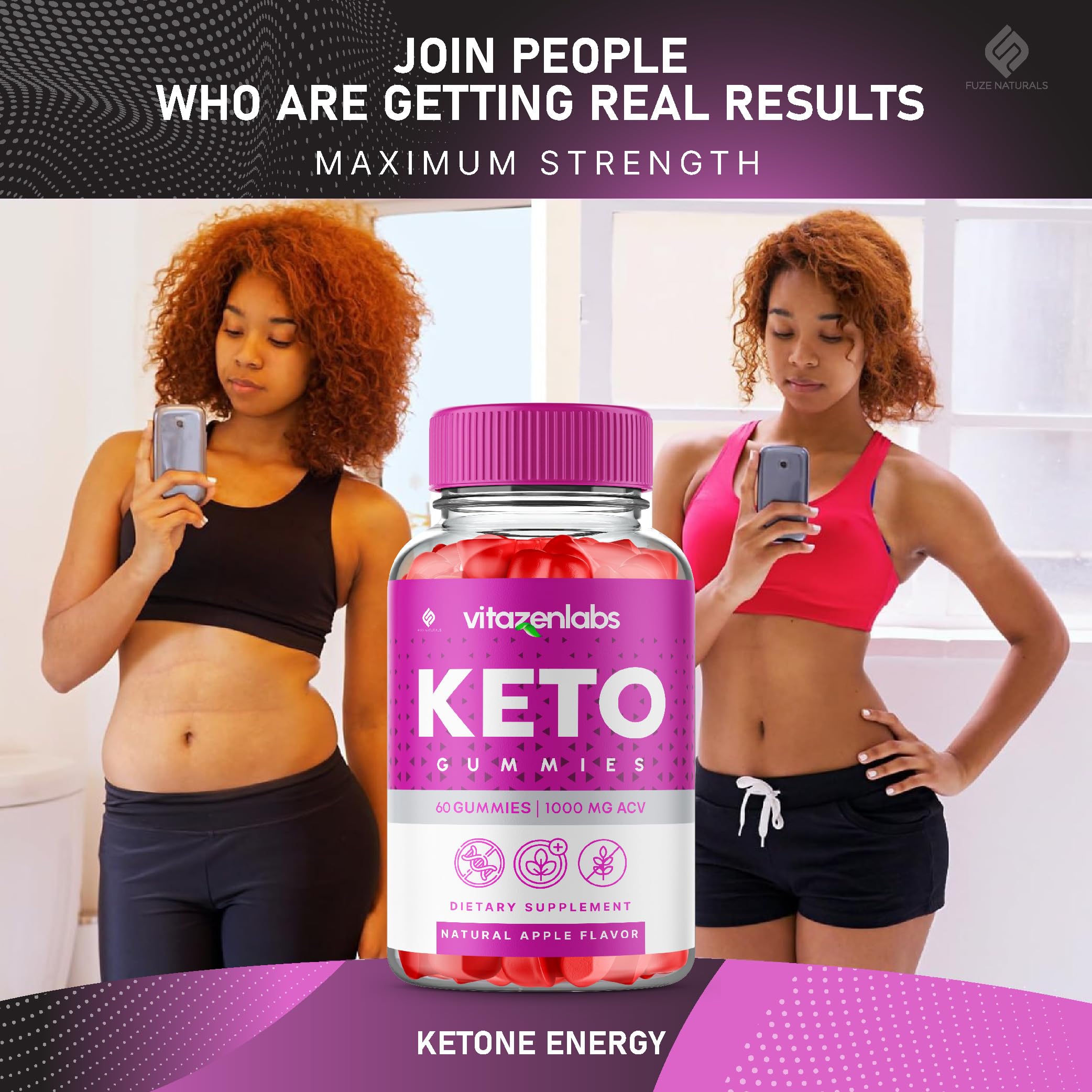 VitazenLabs Keto ACV Gummies (3 Pack) - 1000mg Apple Cider Vinegar Supplement for Weight Loss & Energy - Vegan, Sugar-Free Ketogenic Diet Support for Women & Men - 180 Gummies - Perfect for On-the-Go Healthy Snacking & Post-Workout Recovery