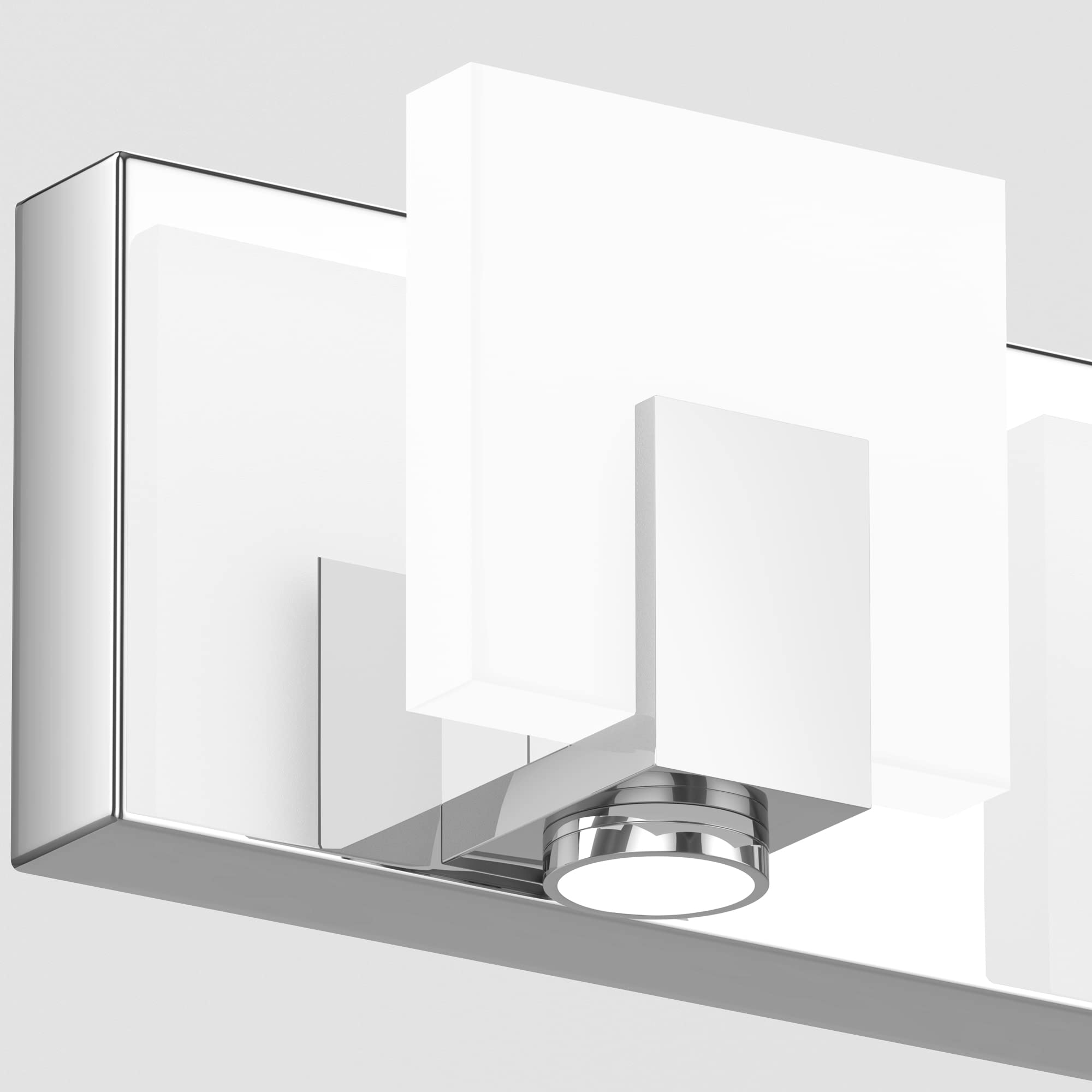 SOLFART Modern 4-Light LED Vanity Light Fixture - Dimmable Bathroom Lighting with Chrome Stainless Steel & Acrylic Shade - Perfect for Bathroom Mirror, Makeup Area and Spa-Style Decor (Model 7249)