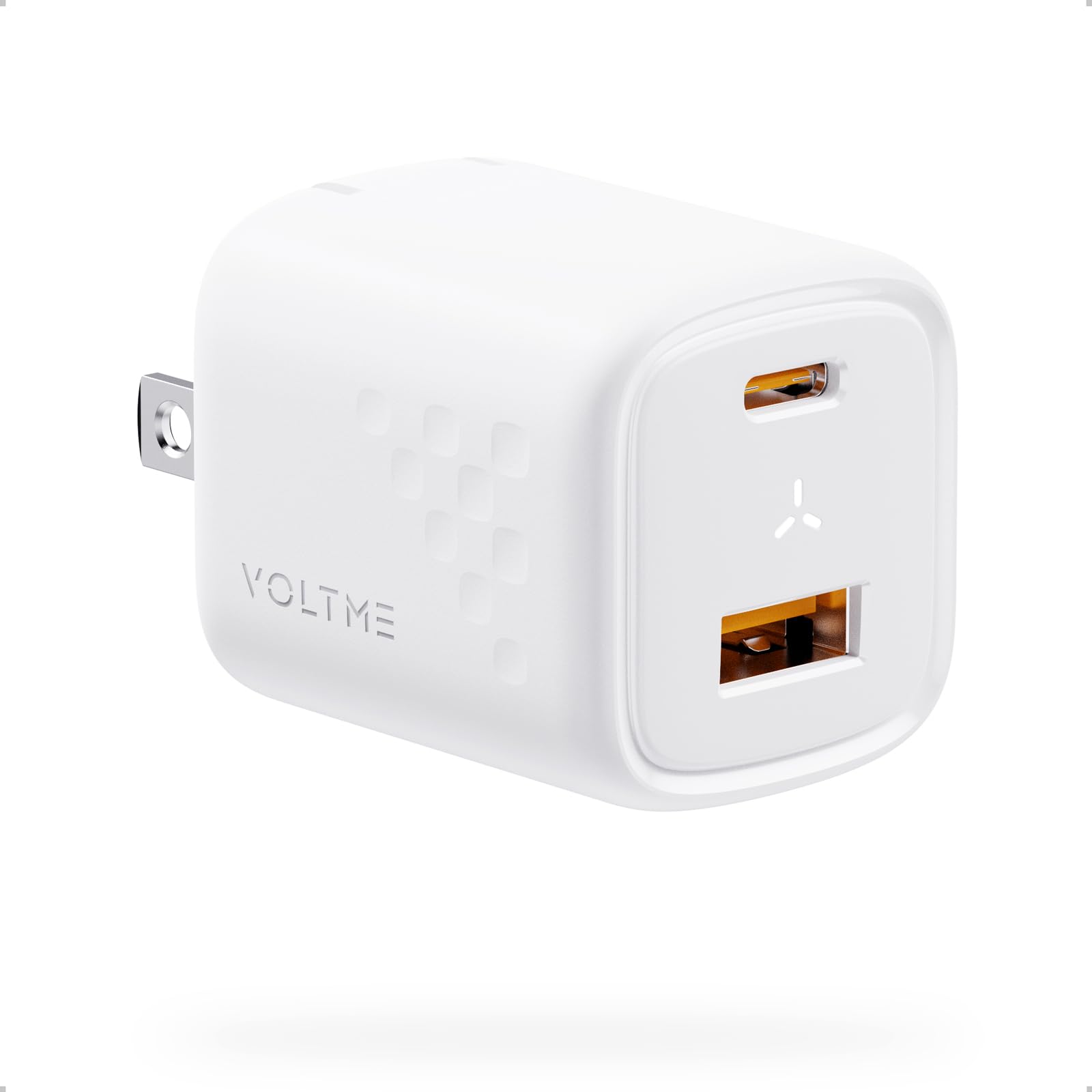 VOLTME 30W GaN III Fast USB-C Wall Charger with Foldable Plug - Dual Port Compact Charger for iPhone 16/15/14/13/12, Galaxy S24/S23, Pixel 6 Pro & iPad - Perfect for Travel, Home & Office Use (White)